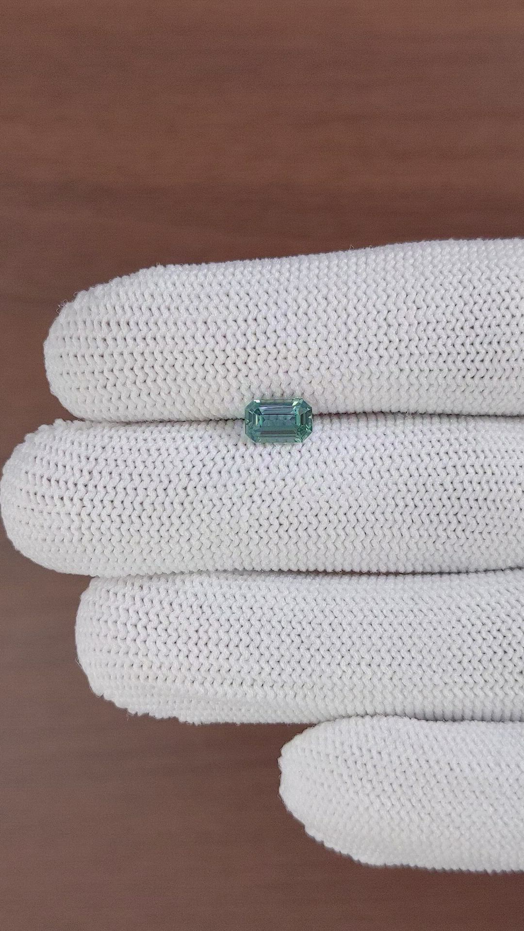 1.11 Ct. Bluish Green Sapphire from Madagascar Size Video