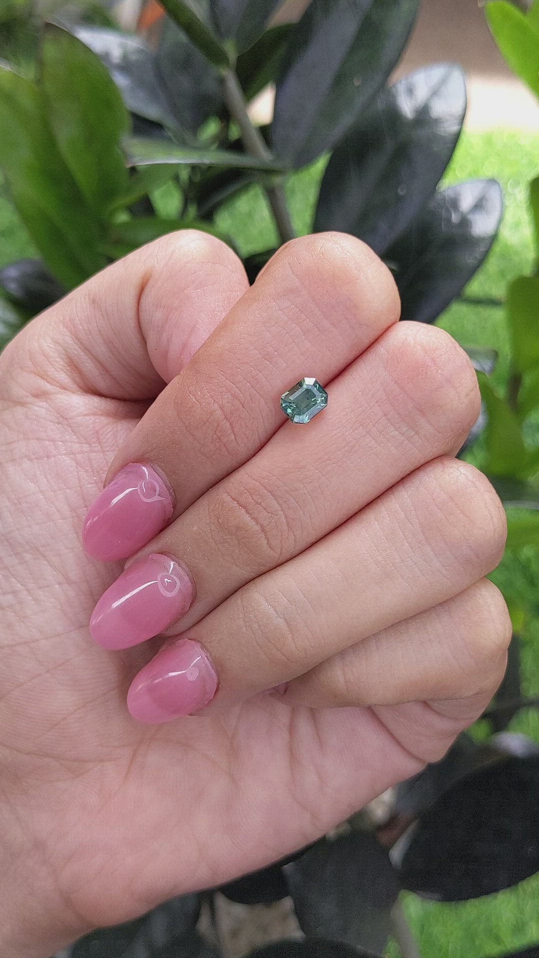 1.08 Ct. Bluish Green Sapphire from Madagascar Size Video