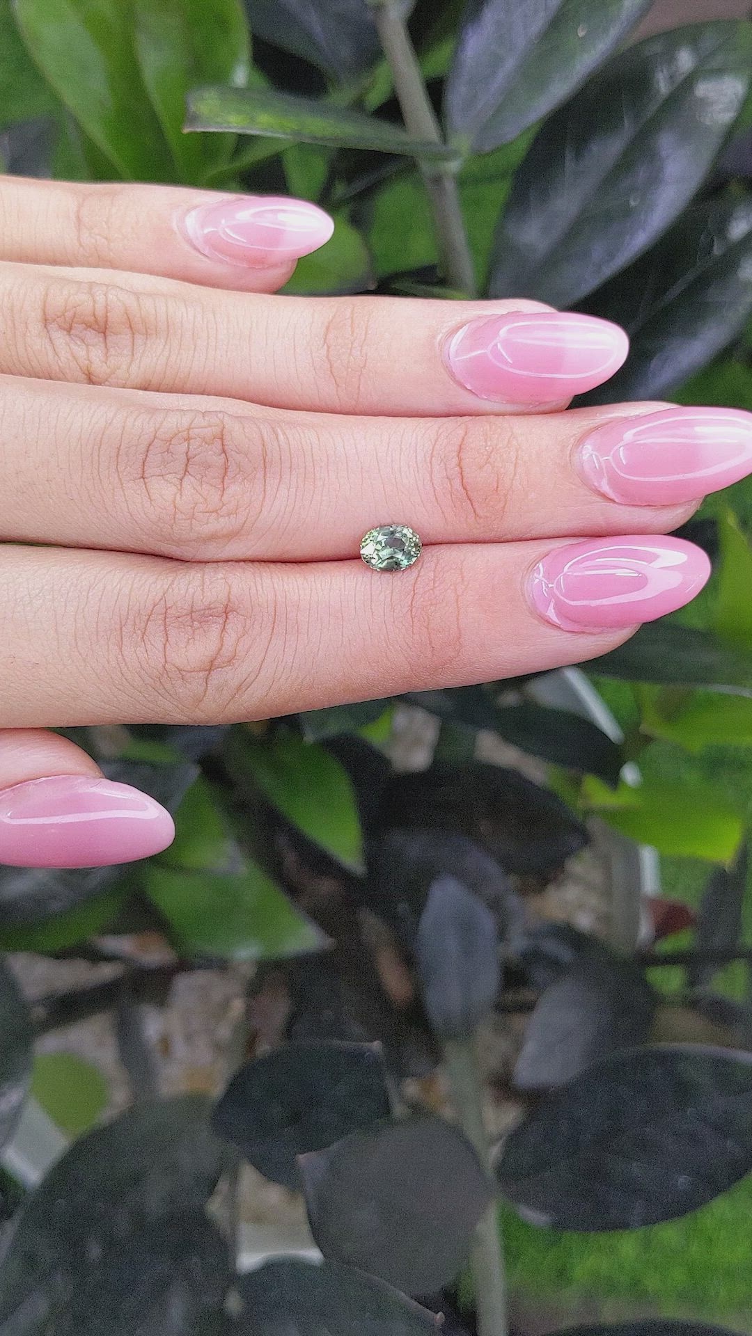 1.03 Ct. Bluish Green Sapphire from Madagascar Size Video