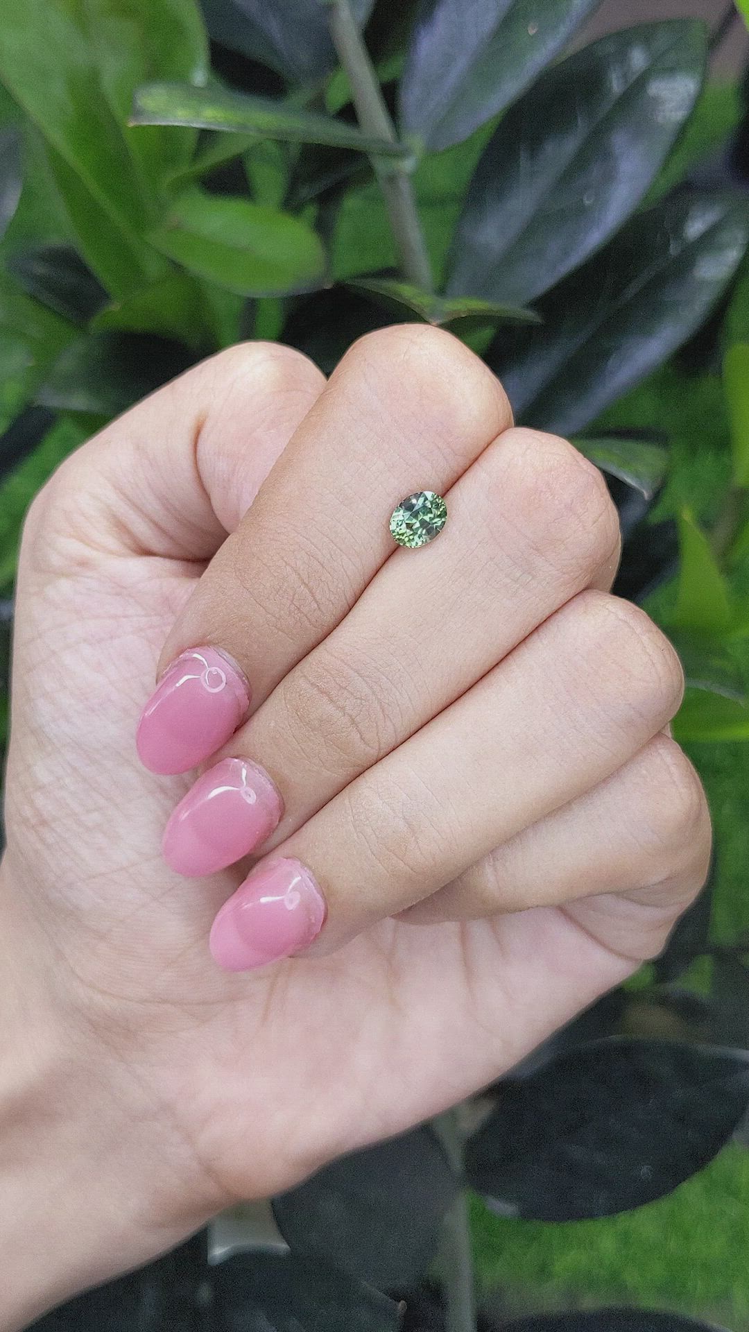 1.03 Ct. Bluish Green Sapphire from Madagascar Size Video