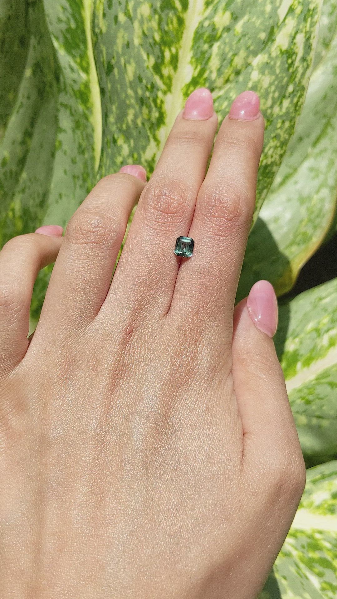1.09 Ct. Bluish Green Sapphire from Madagascar Size Video