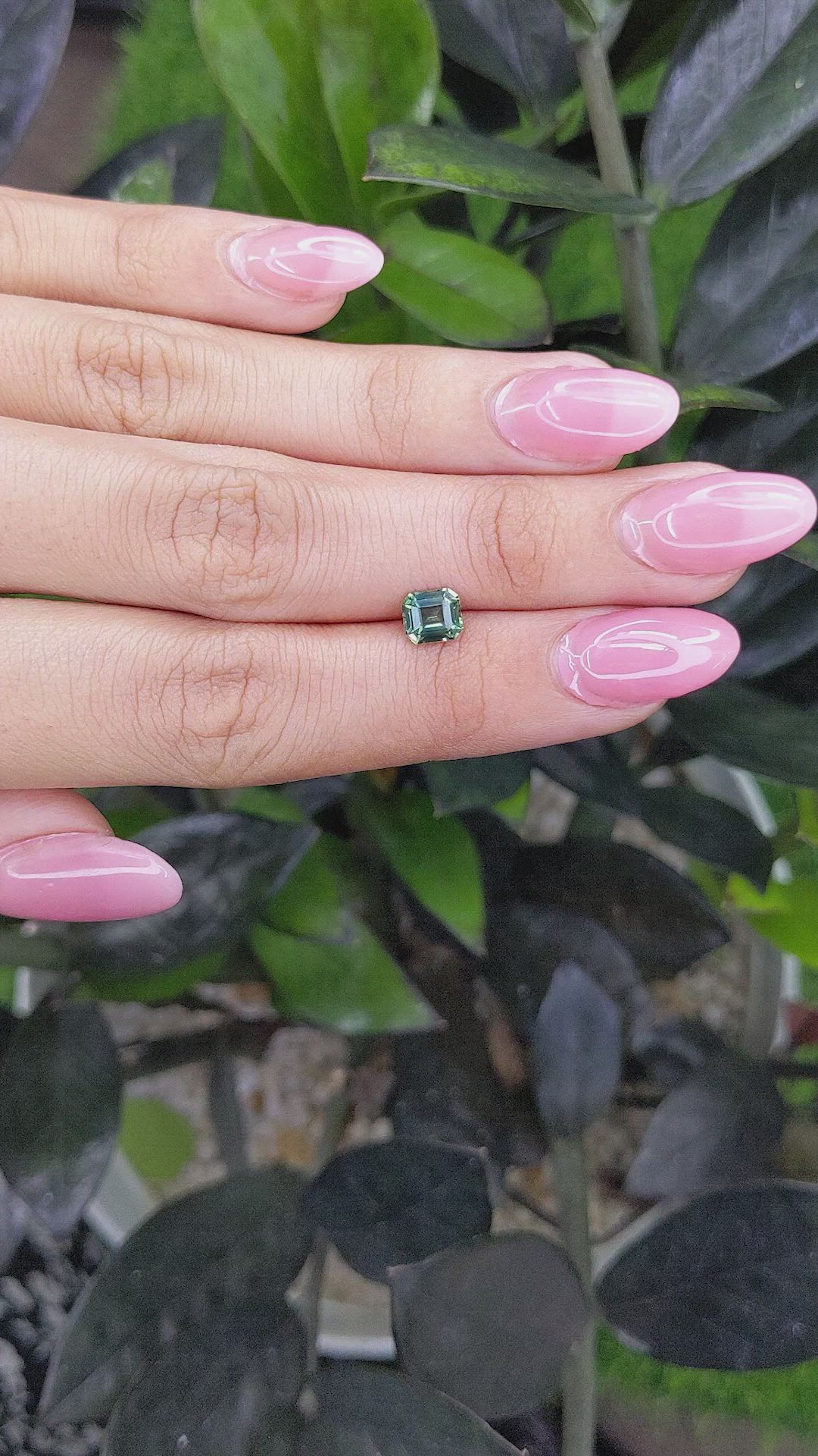 1.09 Ct. Bluish Green Sapphire from Madagascar Size Video