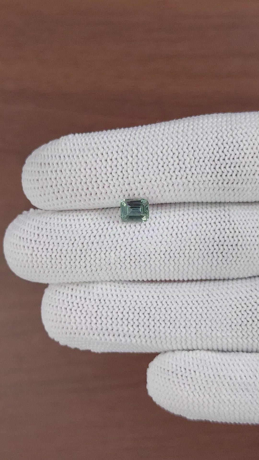 1.06 Ct. Bluish Green Sapphire from Madagascar Size Video