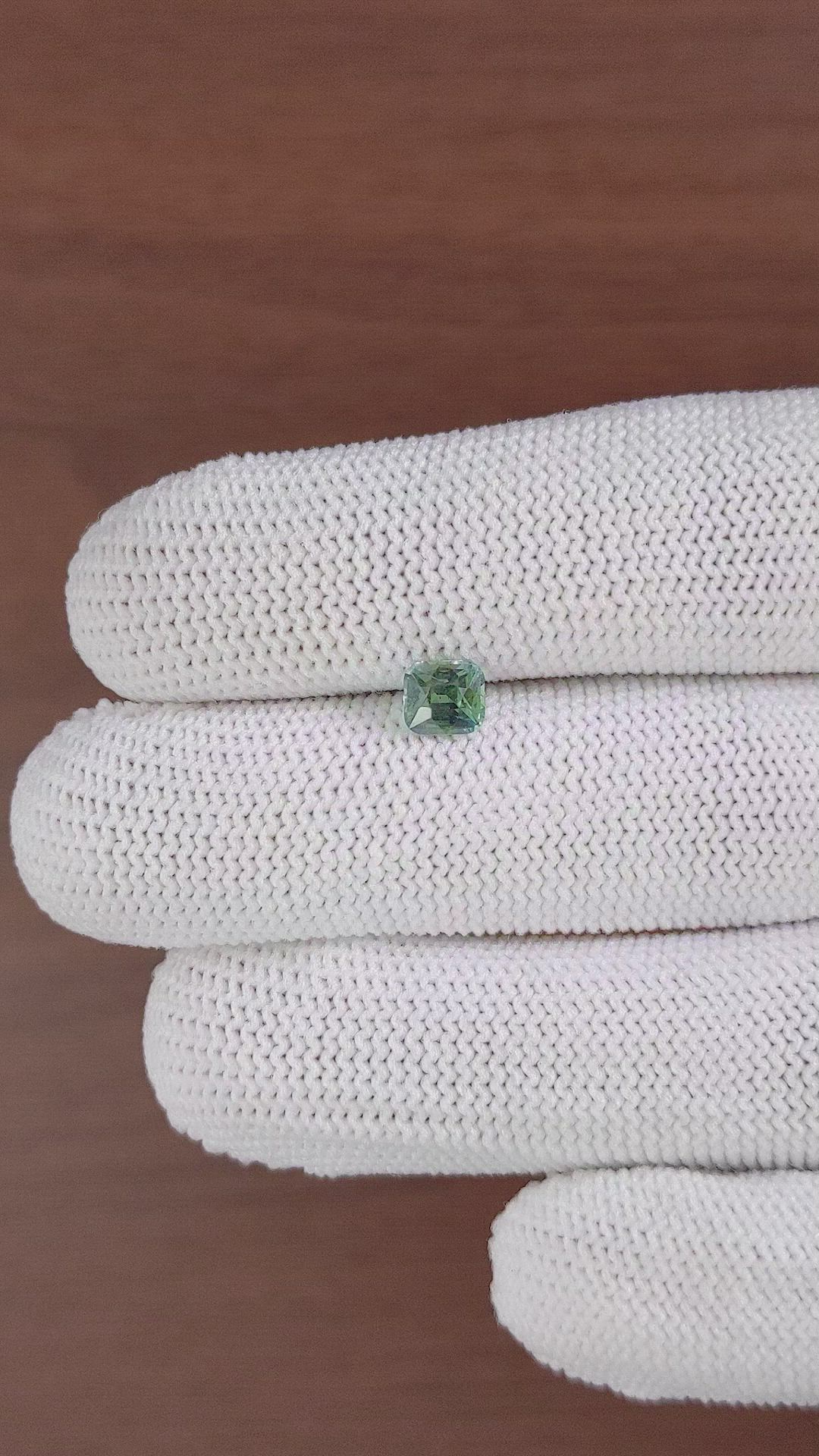 0.89 Ct. Bluish Green Sapphire from Madagascar Size Video