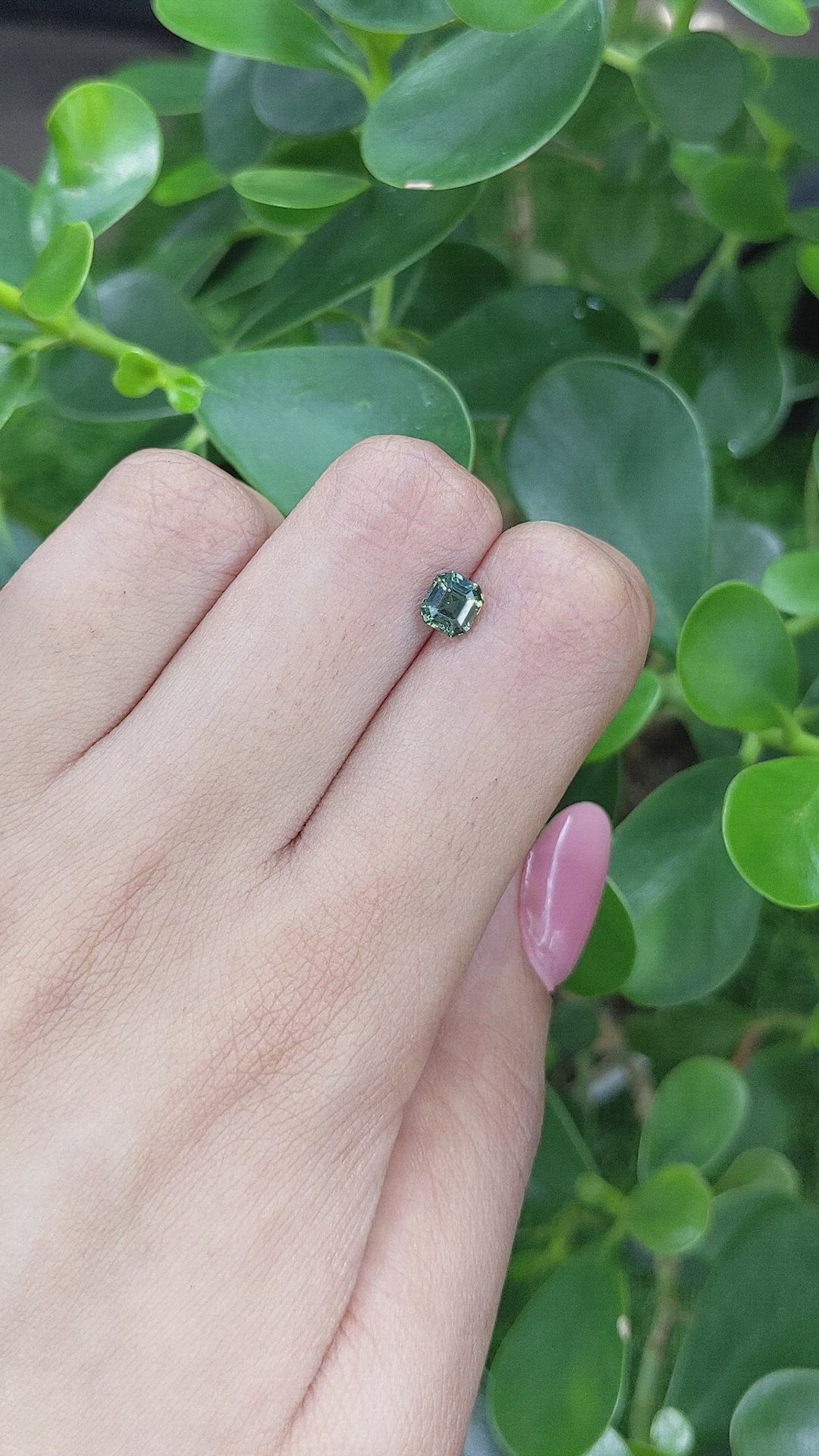 1.06 Ct. Bluish Green Sapphire from Madagascar Size Video
