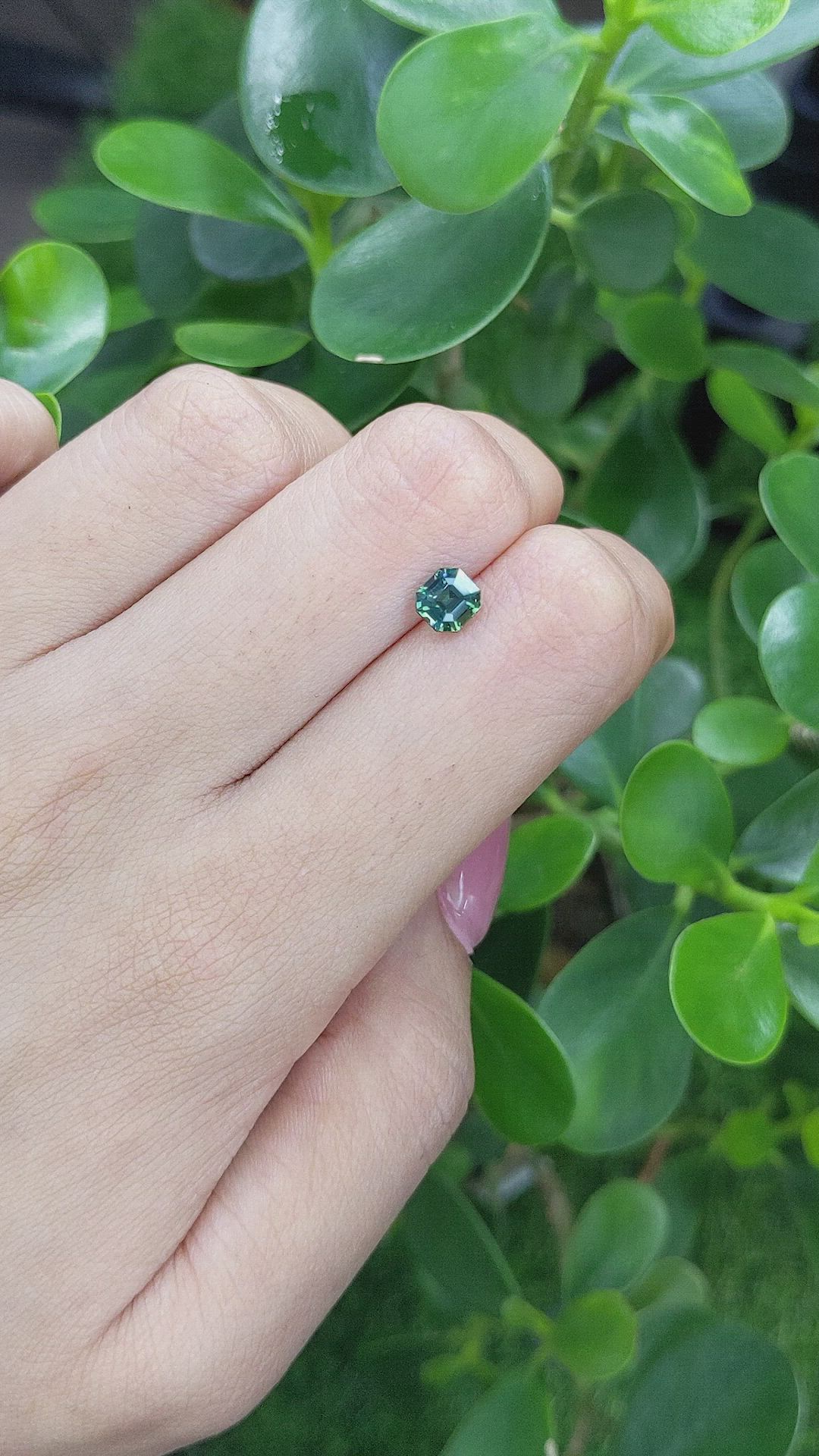 1.10 Ct. Bluish Green Sapphire from Madagascar Size Video