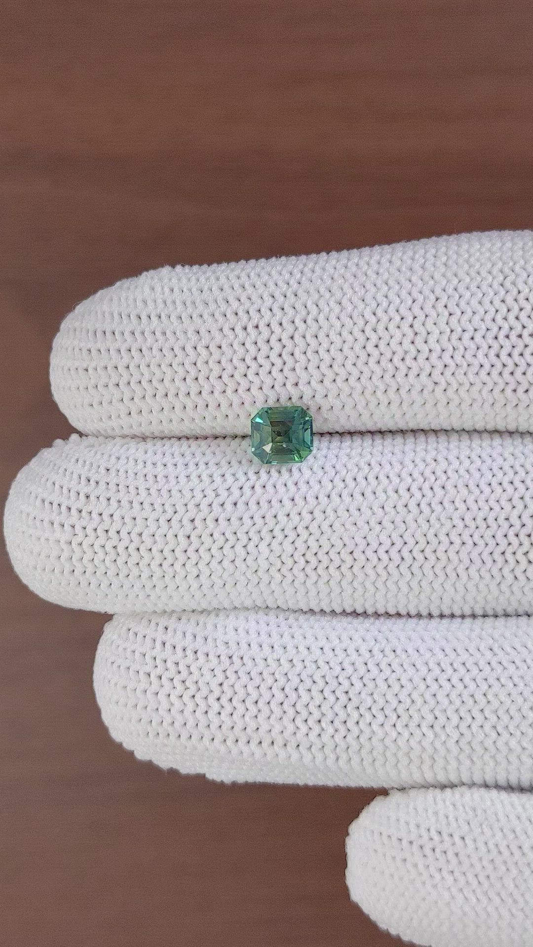1.10 Ct. Bluish Green Sapphire from Madagascar Size Video