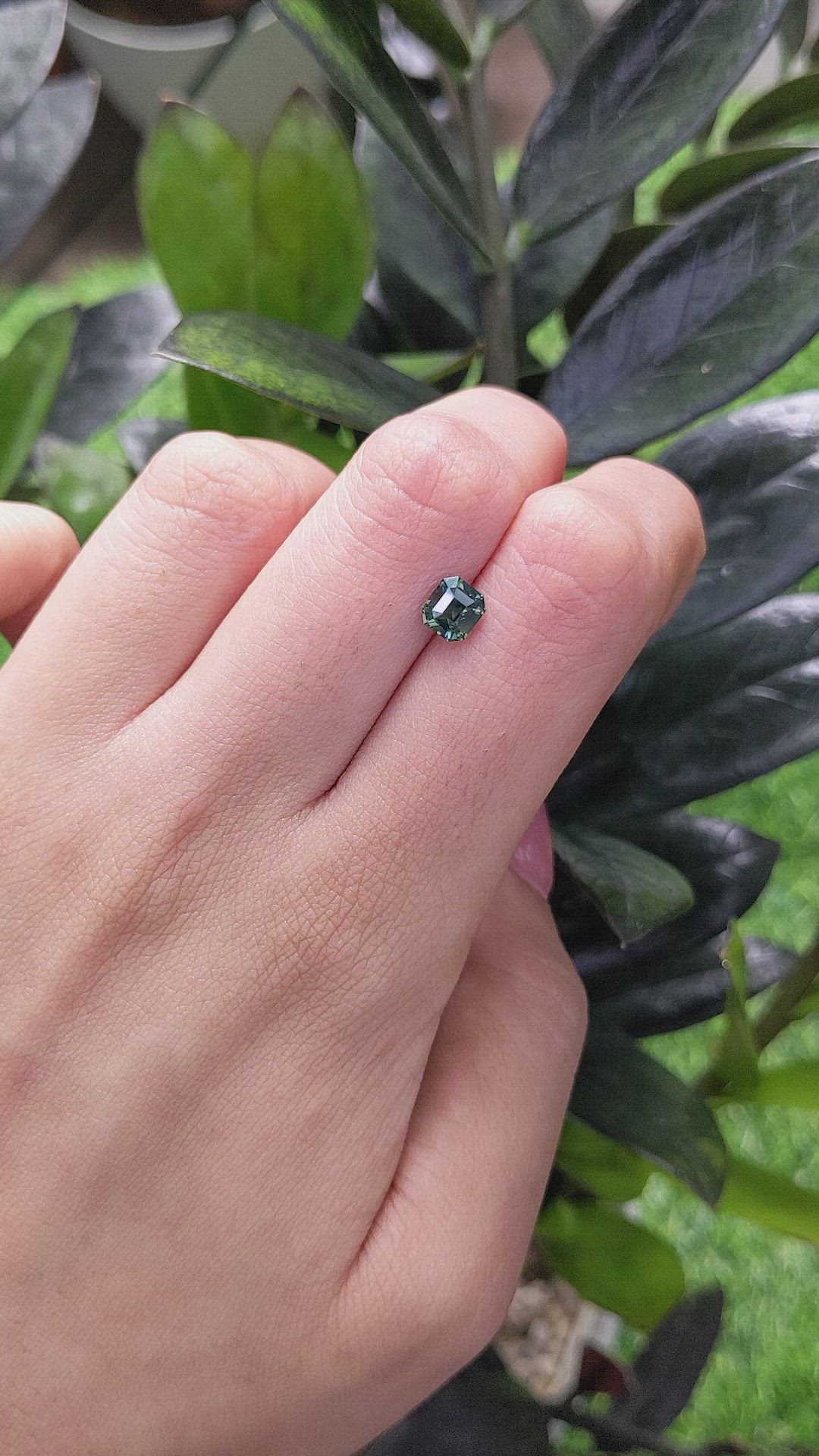 1.11 Ct. Bluish Green Sapphire from Madagascar Size Video