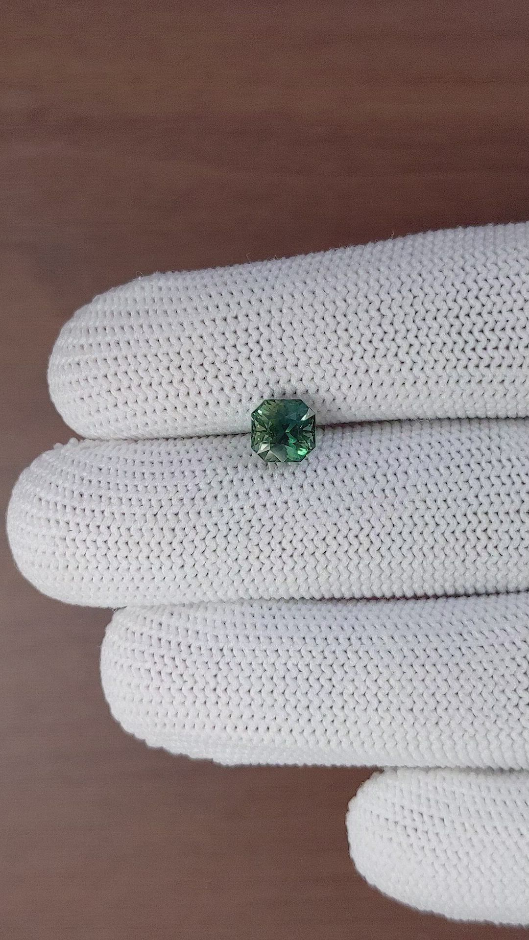 1.11 Ct. Bluish Green Sapphire from Madagascar Size Video