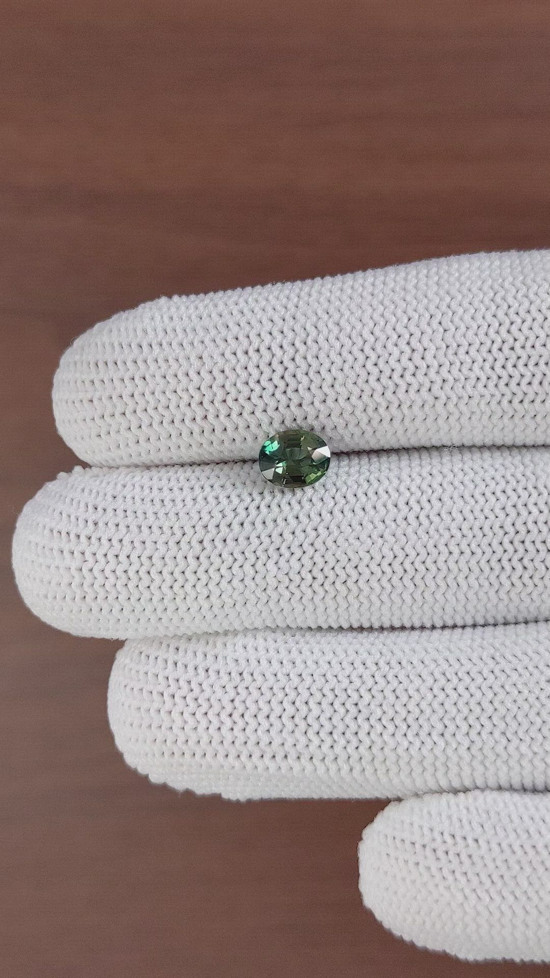 1.17 Ct. Bluish Green Sapphire from Madagascar Size Video