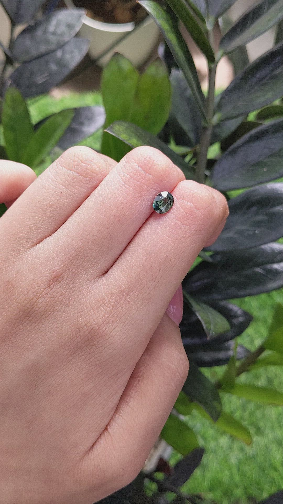 1.17 Ct. Bluish Green Sapphire from Madagascar Size Video