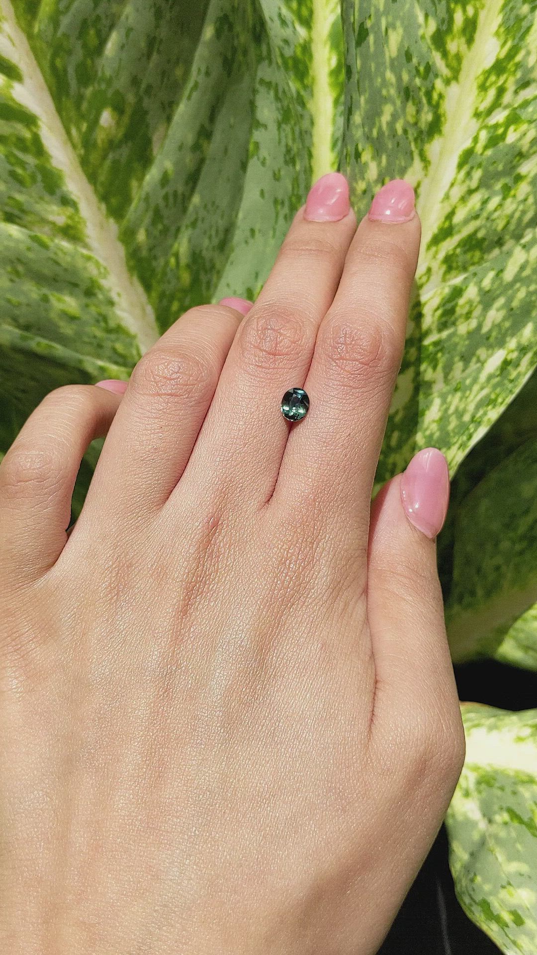 1.17 Ct. Bluish Green Sapphire from Madagascar Size Video