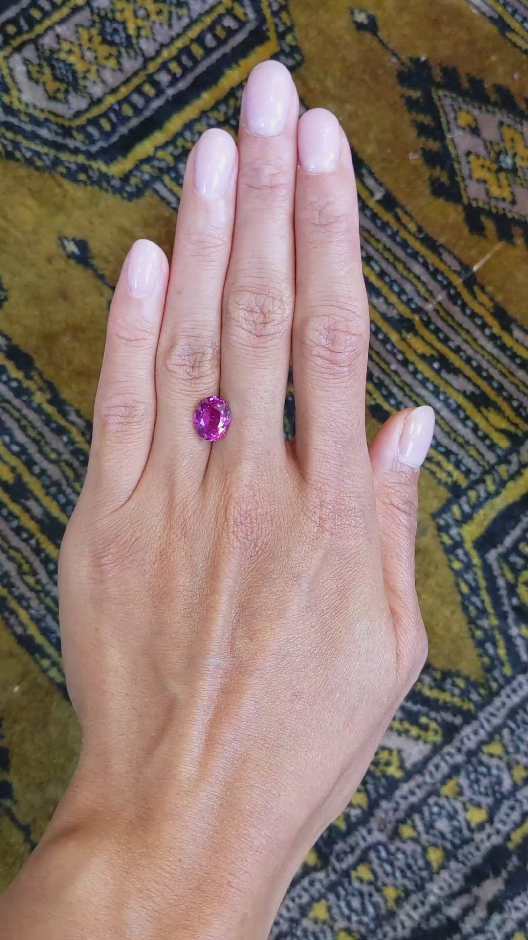 3.38 Ct. Pink Sapphire from Ceylon (Sri Lanka) Size Video