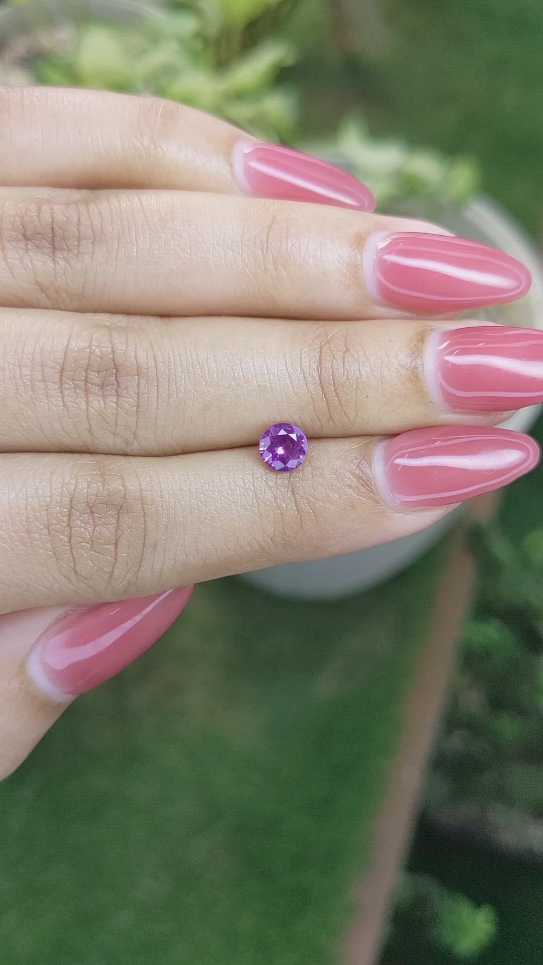 0.67 Ct. Pinkish Purple Sapphire from Ceylon (Sri Lanka) Size Video