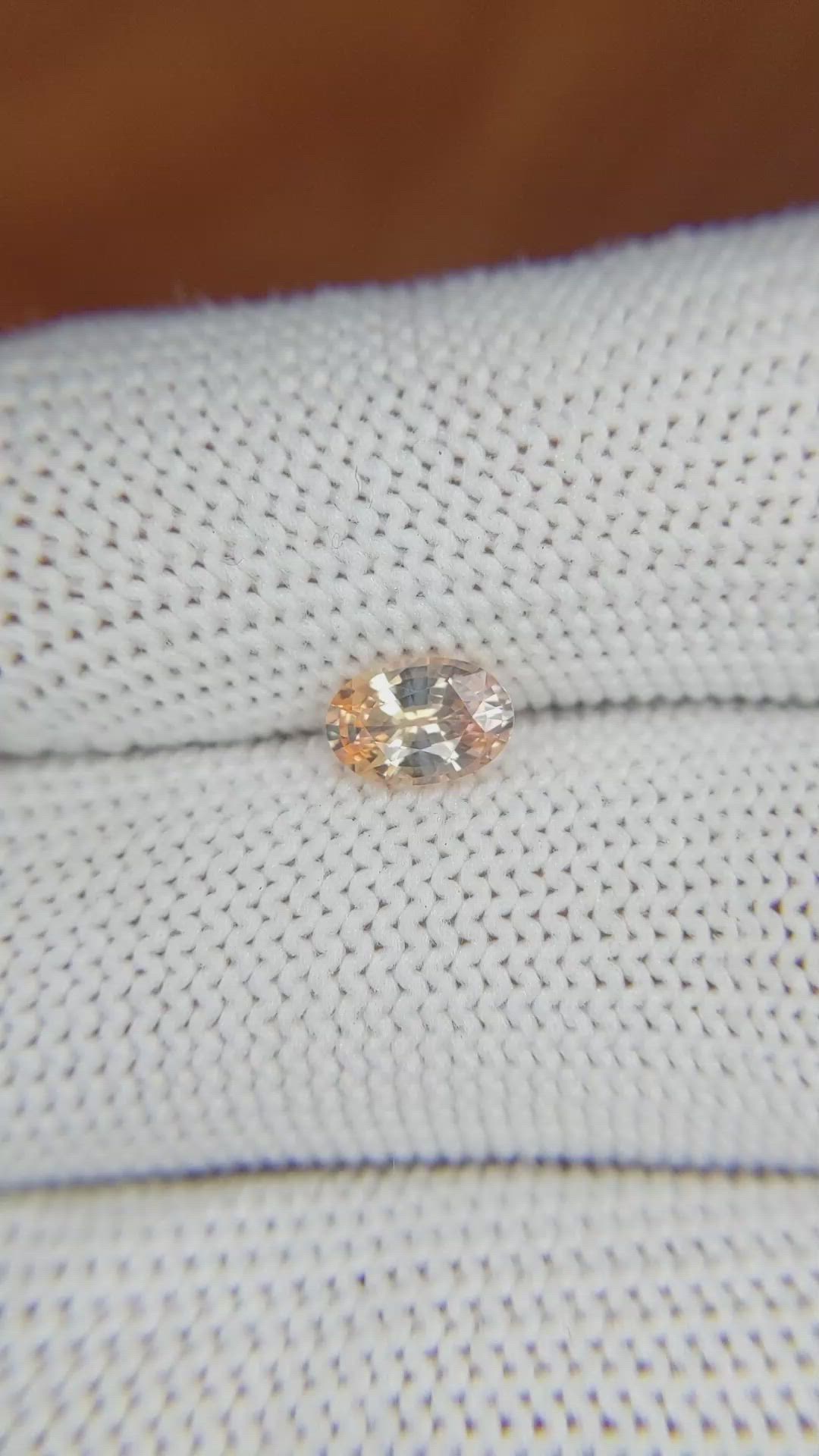 0.77 Ct. Peach Sapphire from Ceylon (Sri Lanka) Size Video