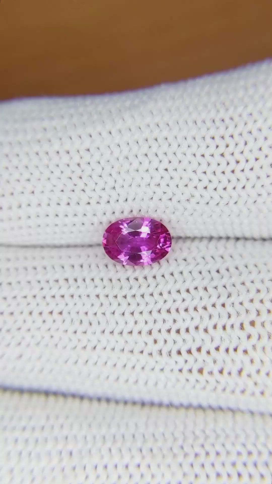 0.98 Ct. Purplish Pink Sapphire from Ceylon (Sri Lanka) Size Video