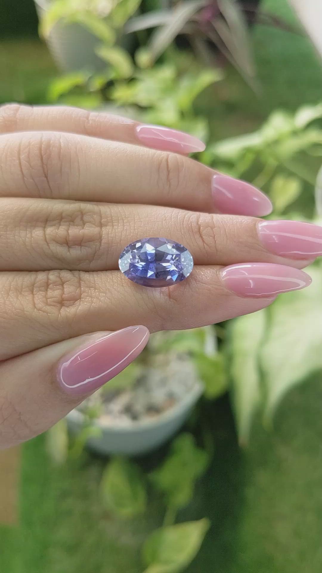 8.06 Ct. Bluish Purple Sapphire from Ceylon (Sri Lanka) Size Video