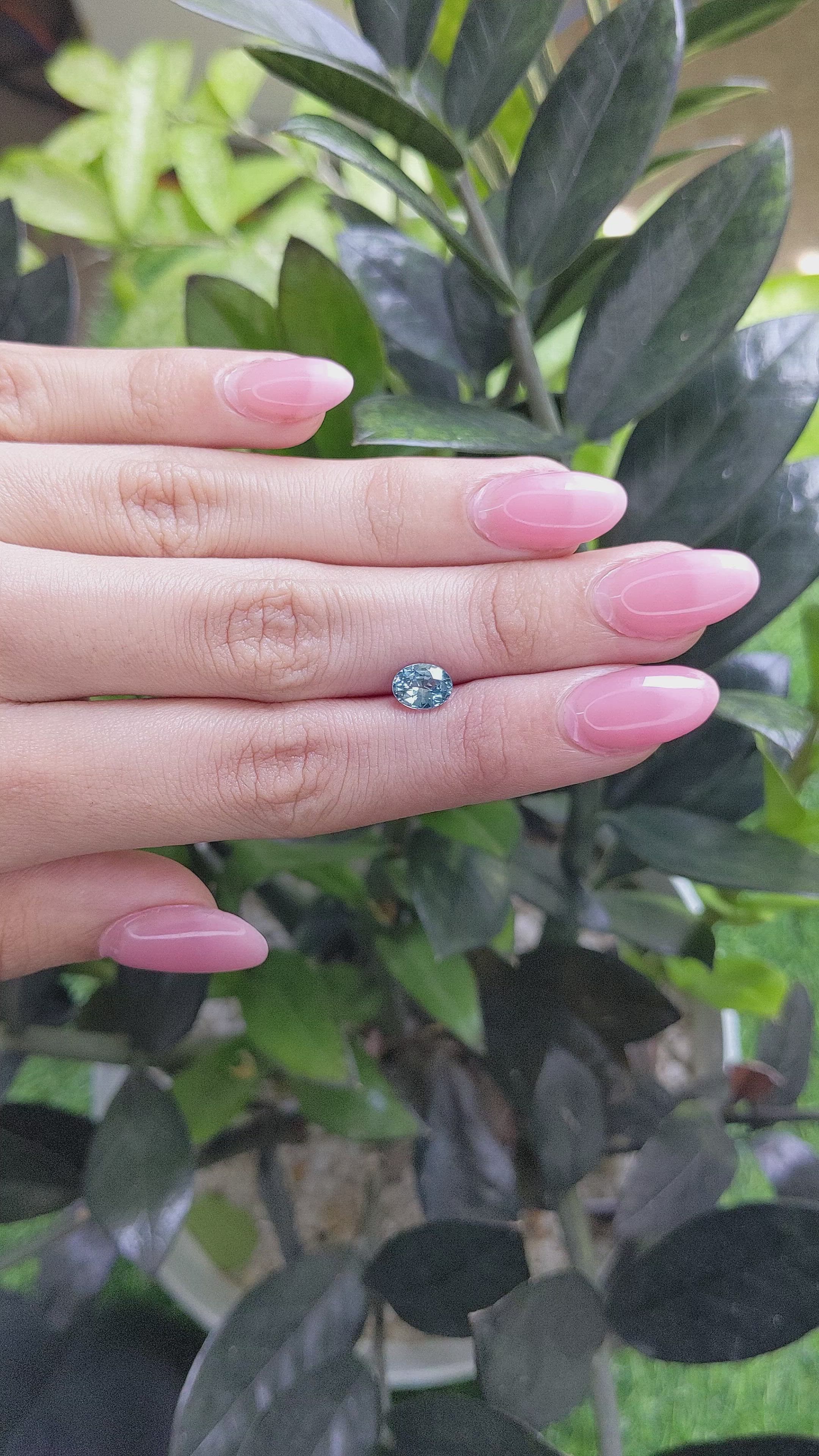 1.51 Ct. Greyish Blue Sapphire from Ceylon (Sri Lanka) Size Video