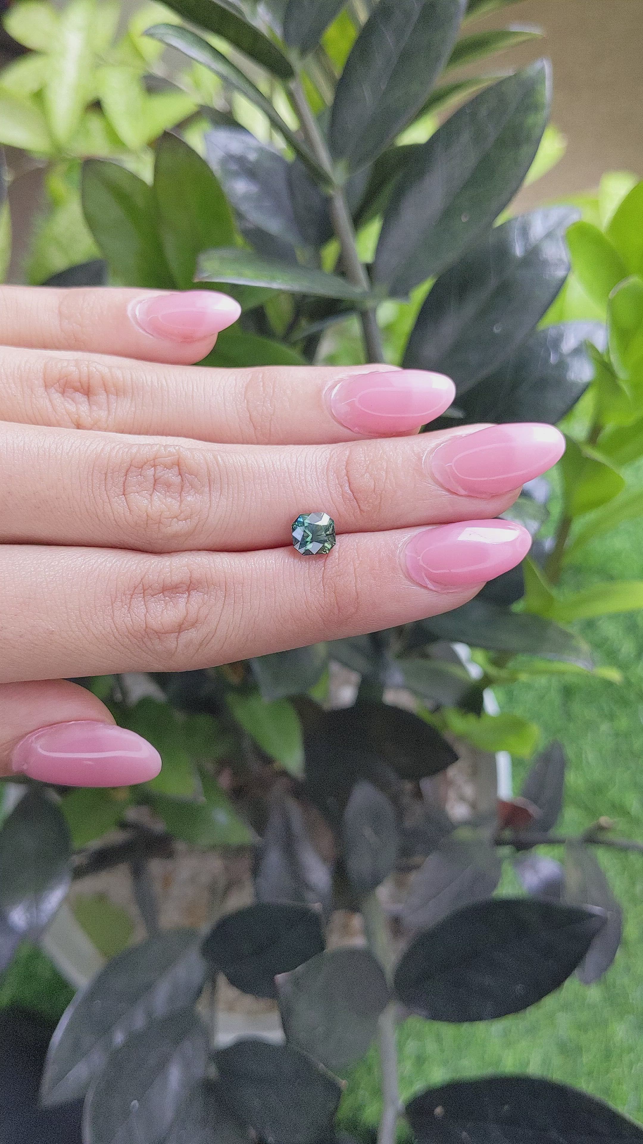 2.02 Ct. Bluish Green Sapphire from Madagascar Size Video