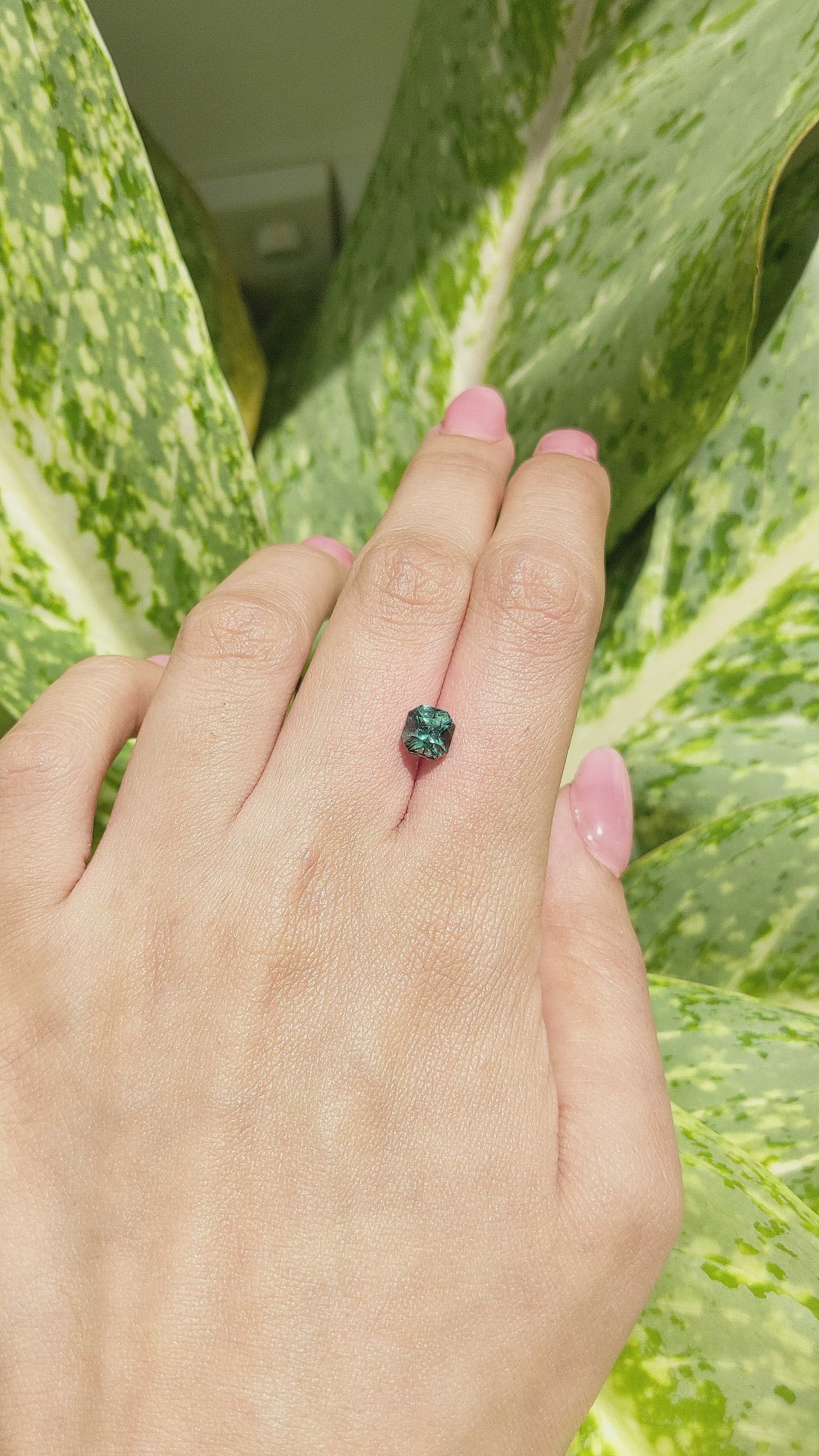 2.02 Ct. Bluish Green Sapphire from Madagascar Size Video