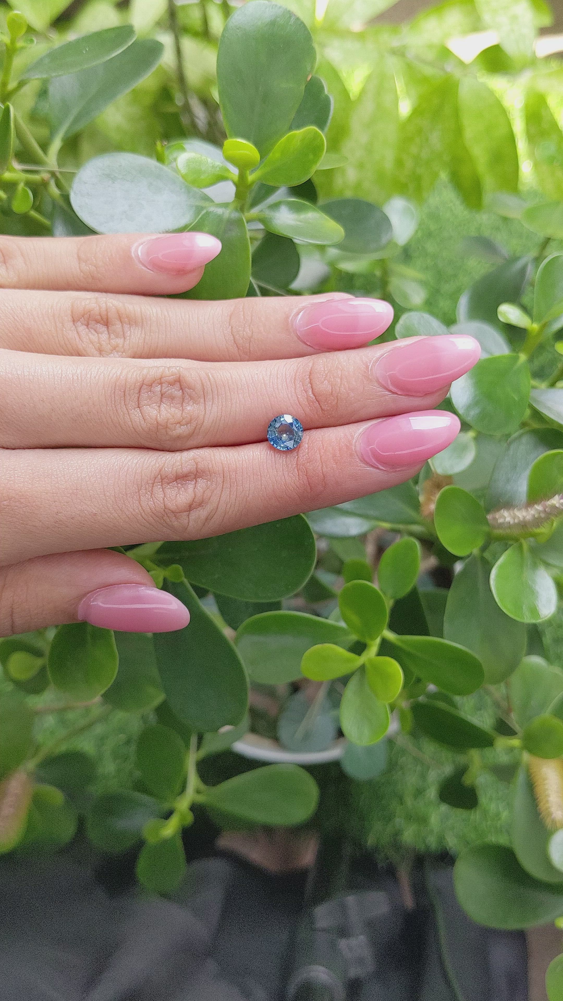 1.52 Ct. Greenish Blue Sapphire from Madagascar Size Video