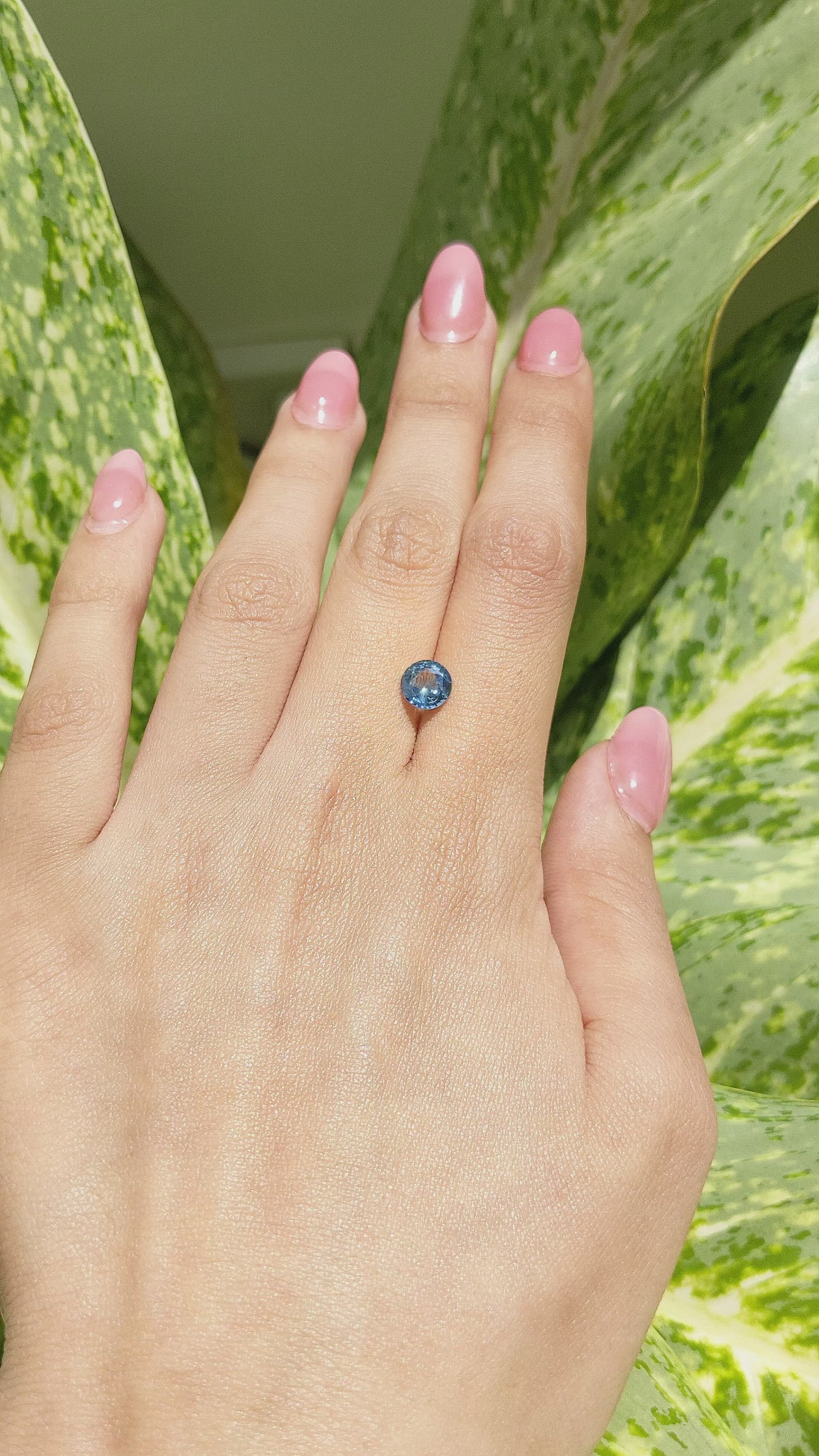 1.52 Ct. Greenish Blue Sapphire from Madagascar Size Video