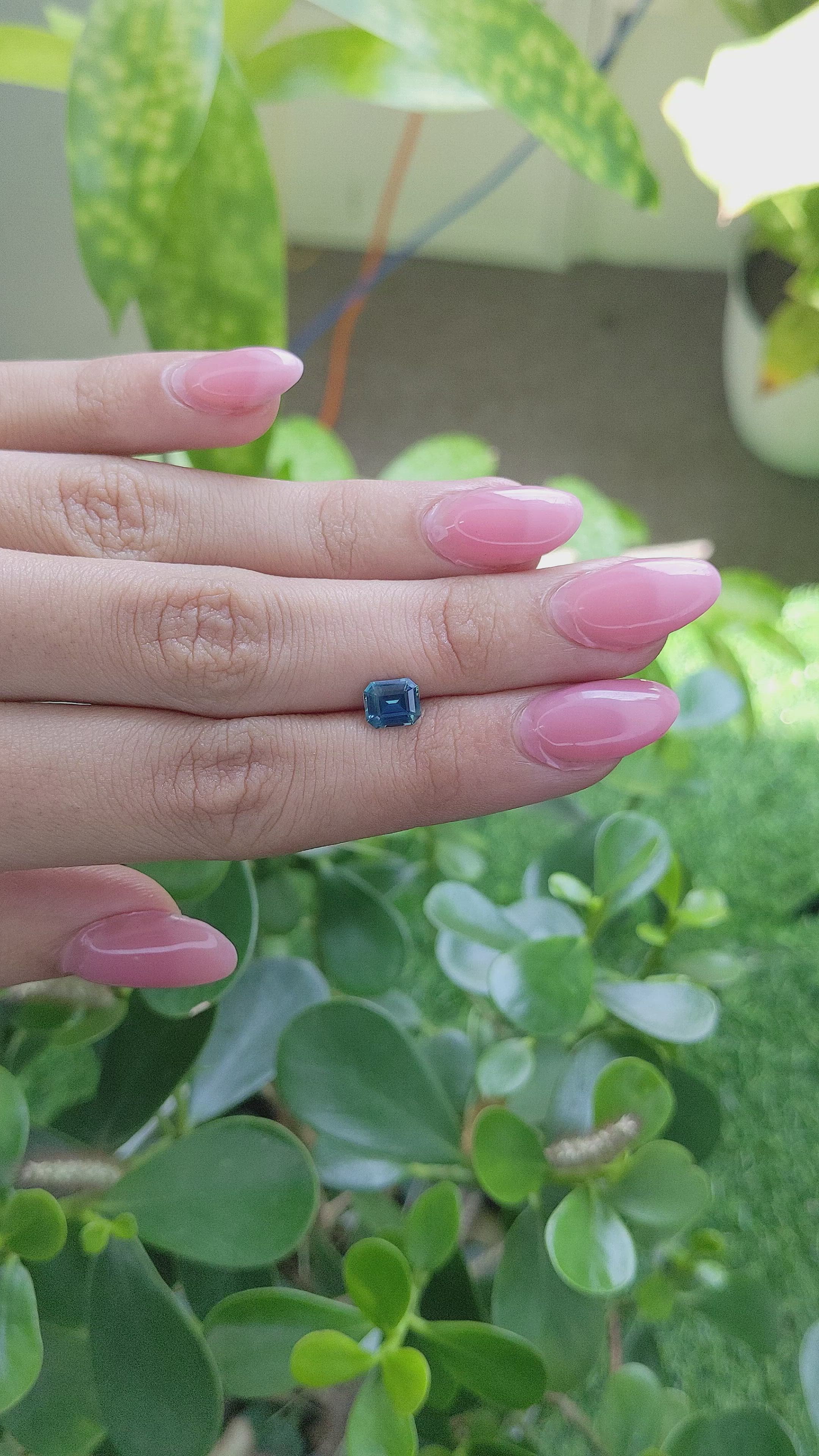 1.17 Ct. Greenish Blue Sapphire from Madagascar Size Video