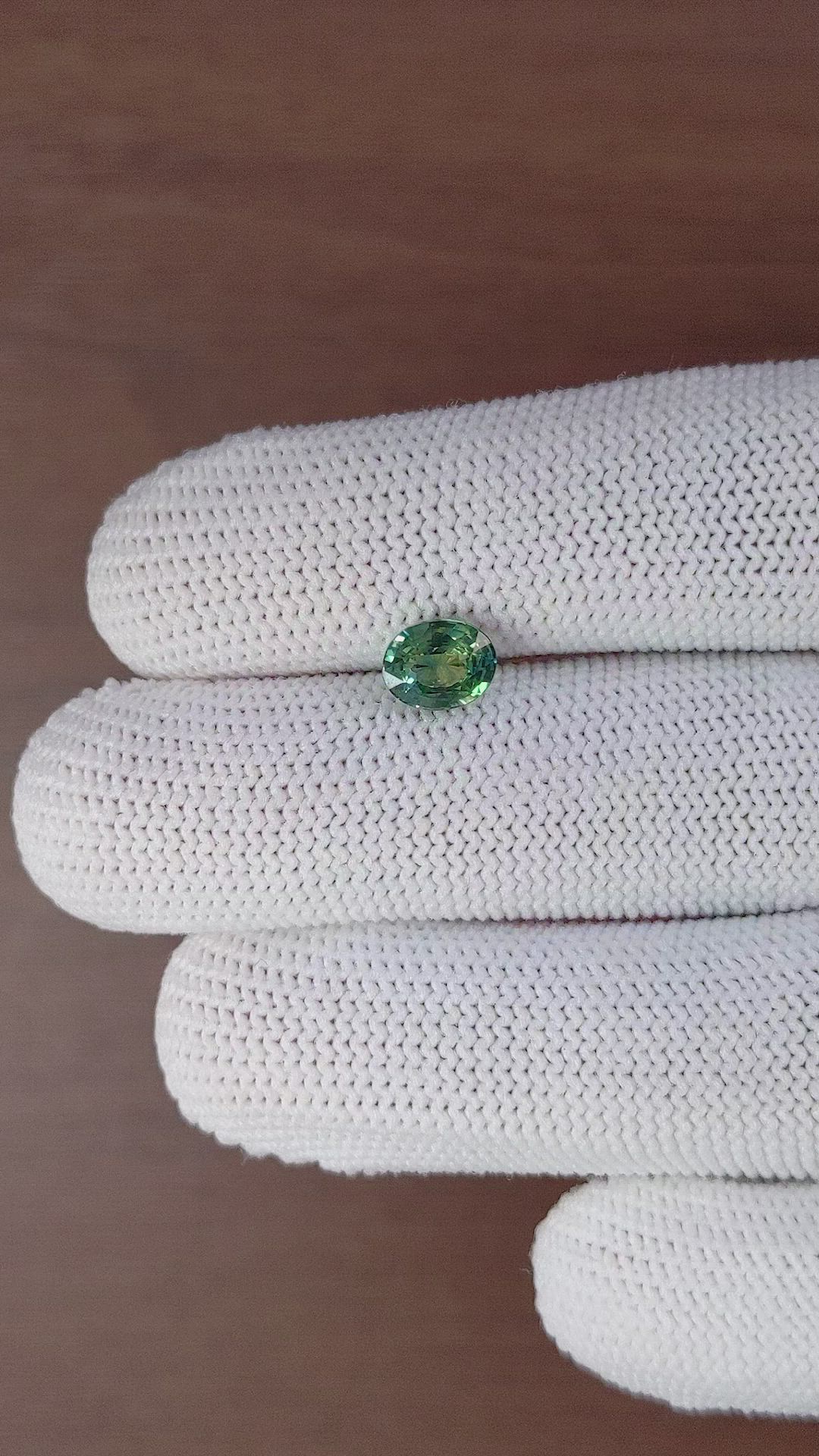 1.55 Ct. Bluish Green Sapphire from Madagascar Size Video