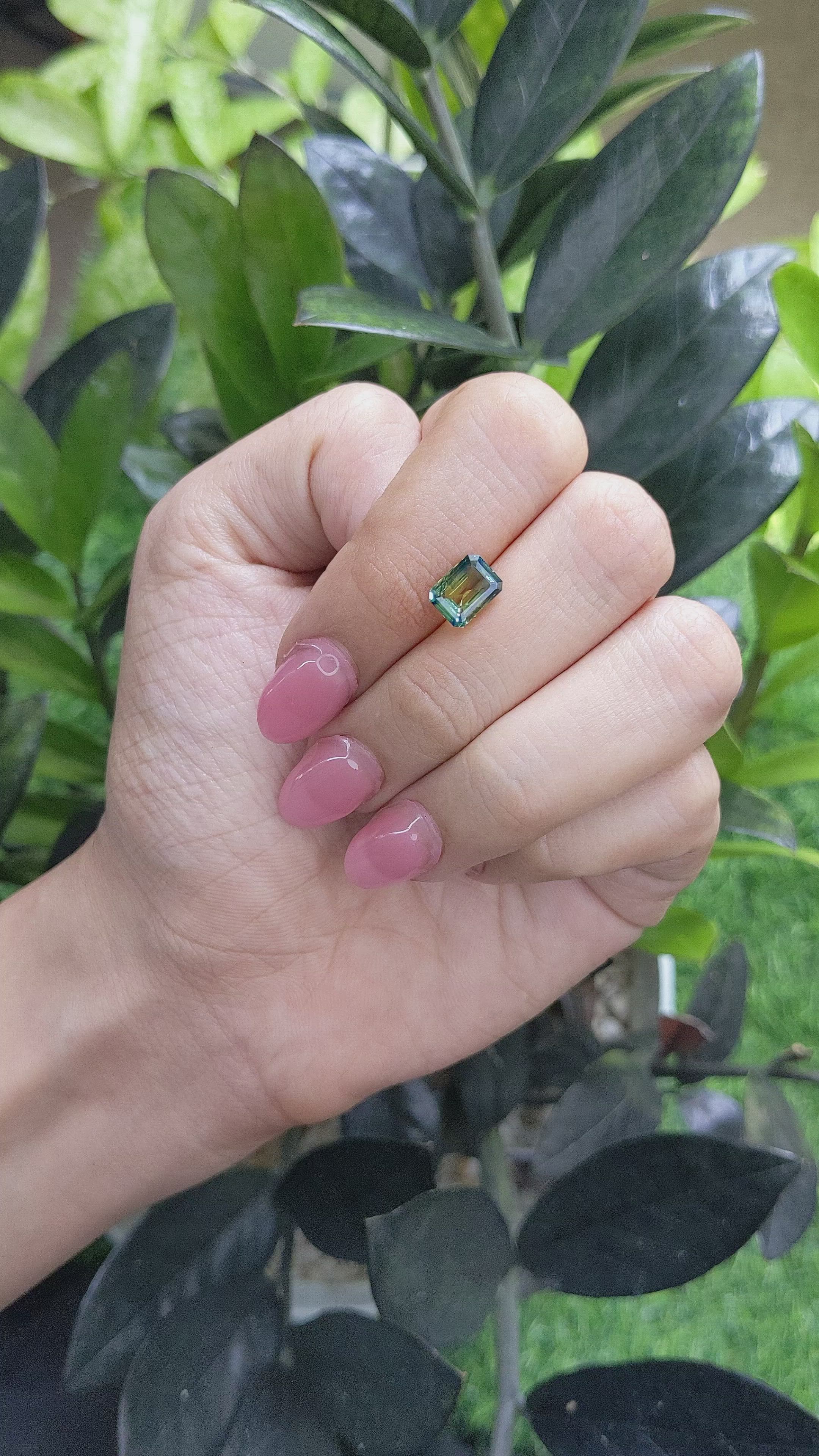 1.97 Ct. Bluish Green Sapphire from Madagascar Size Video