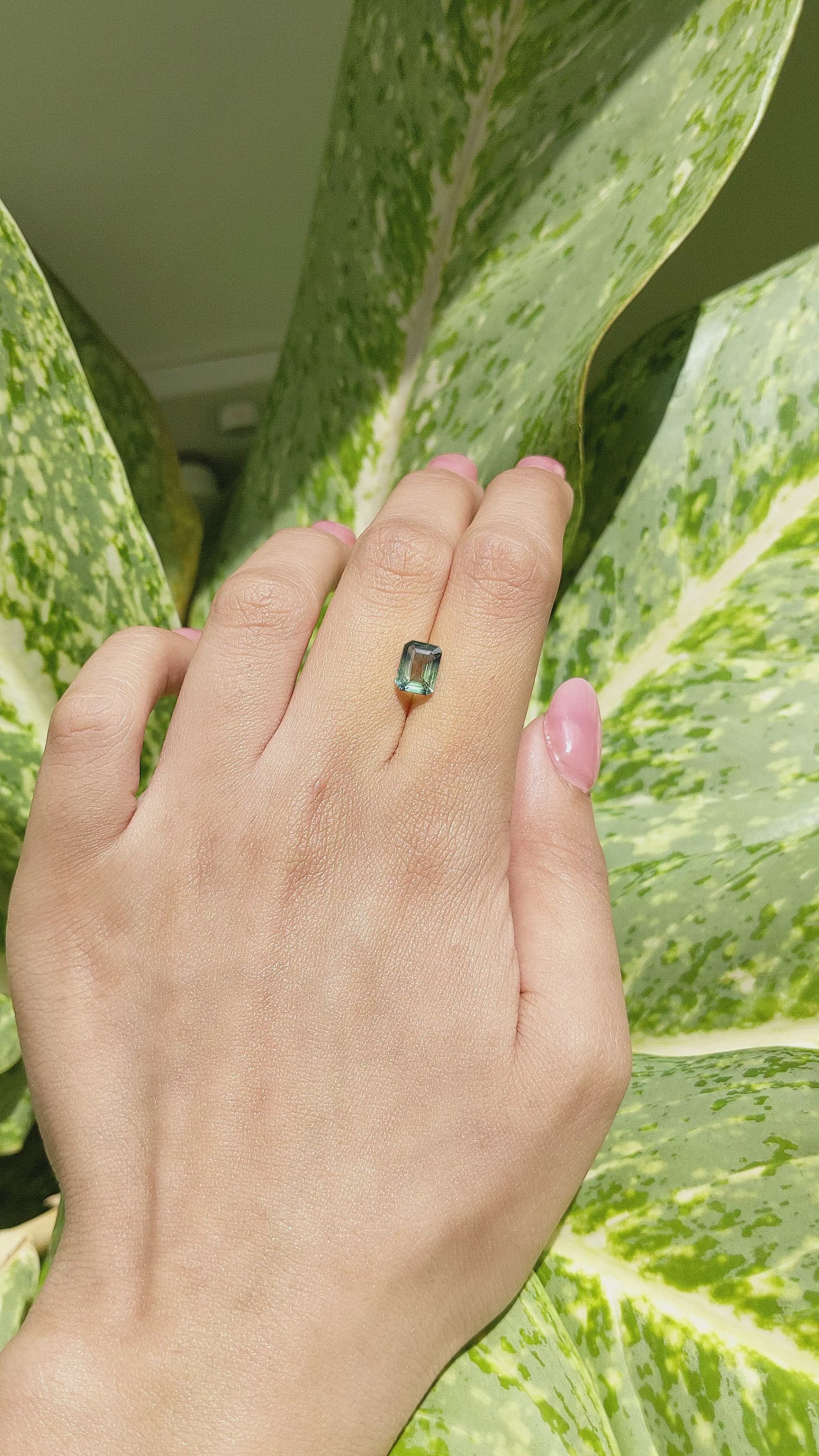 1.97 Ct. Bluish Green Sapphire from Madagascar Size Video