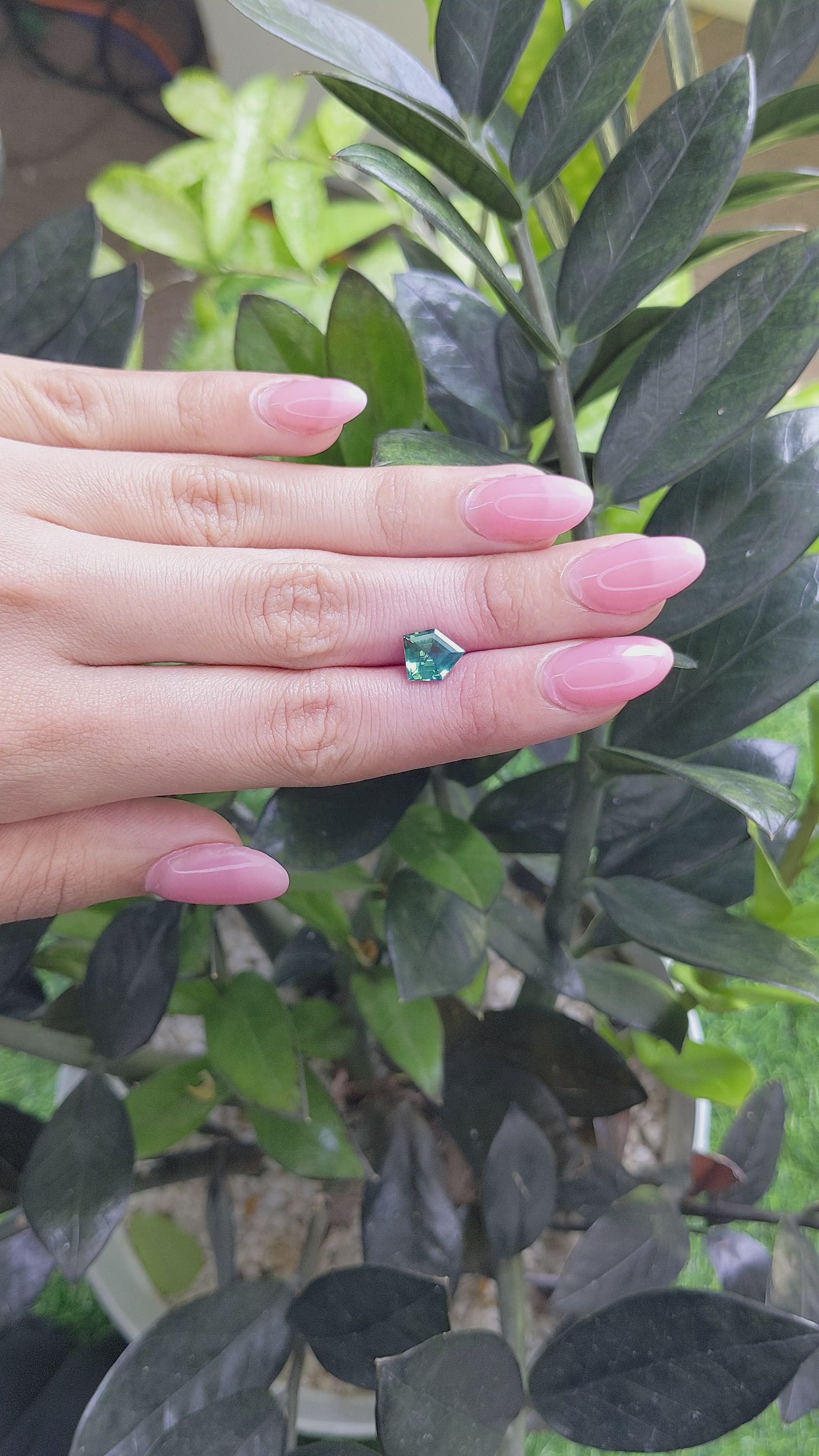 2.11 Ct. Bluish Green Sapphire from Madagascar Size Video