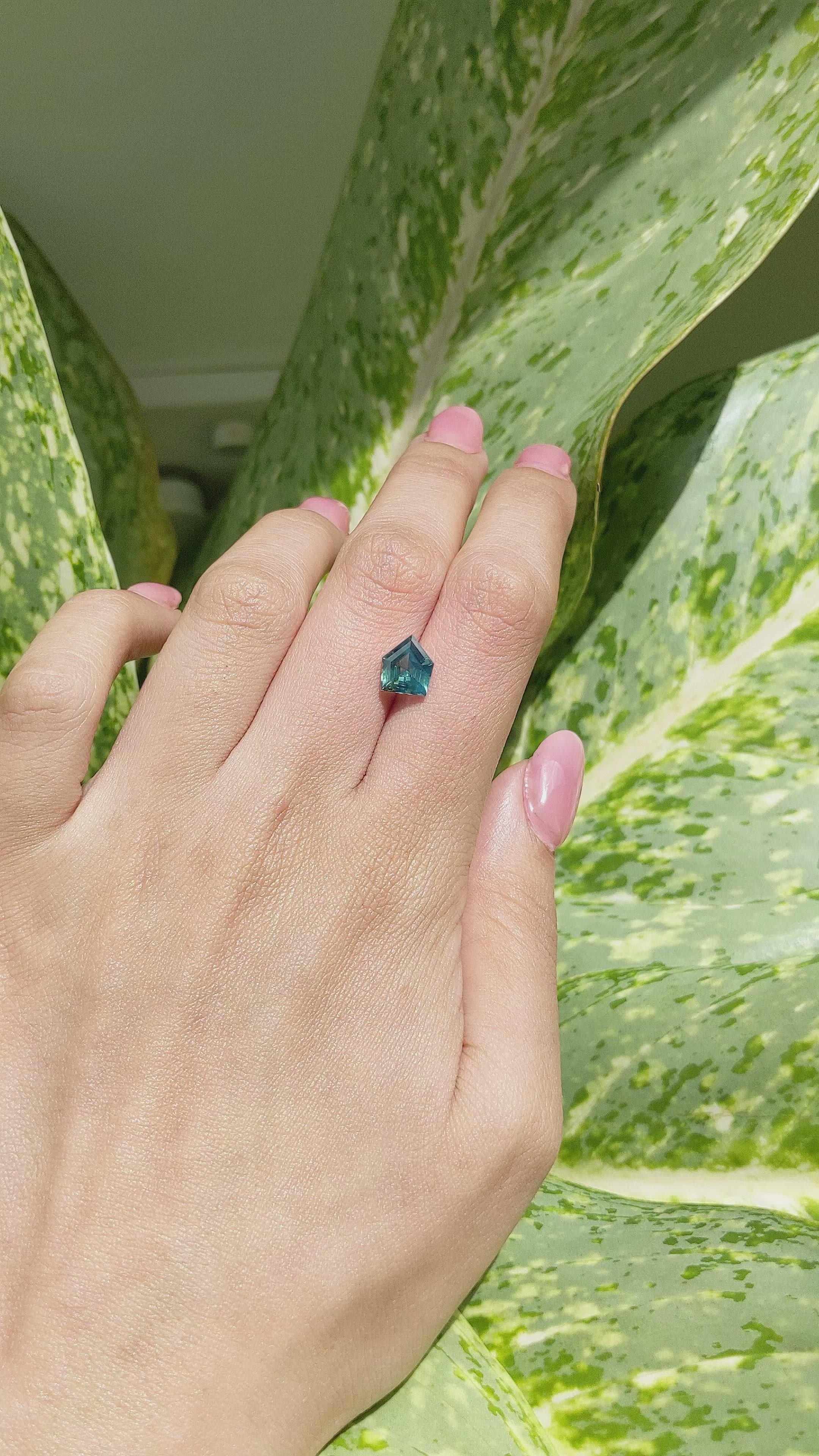 2.11 Ct. Bluish Green Sapphire from Madagascar Size Video
