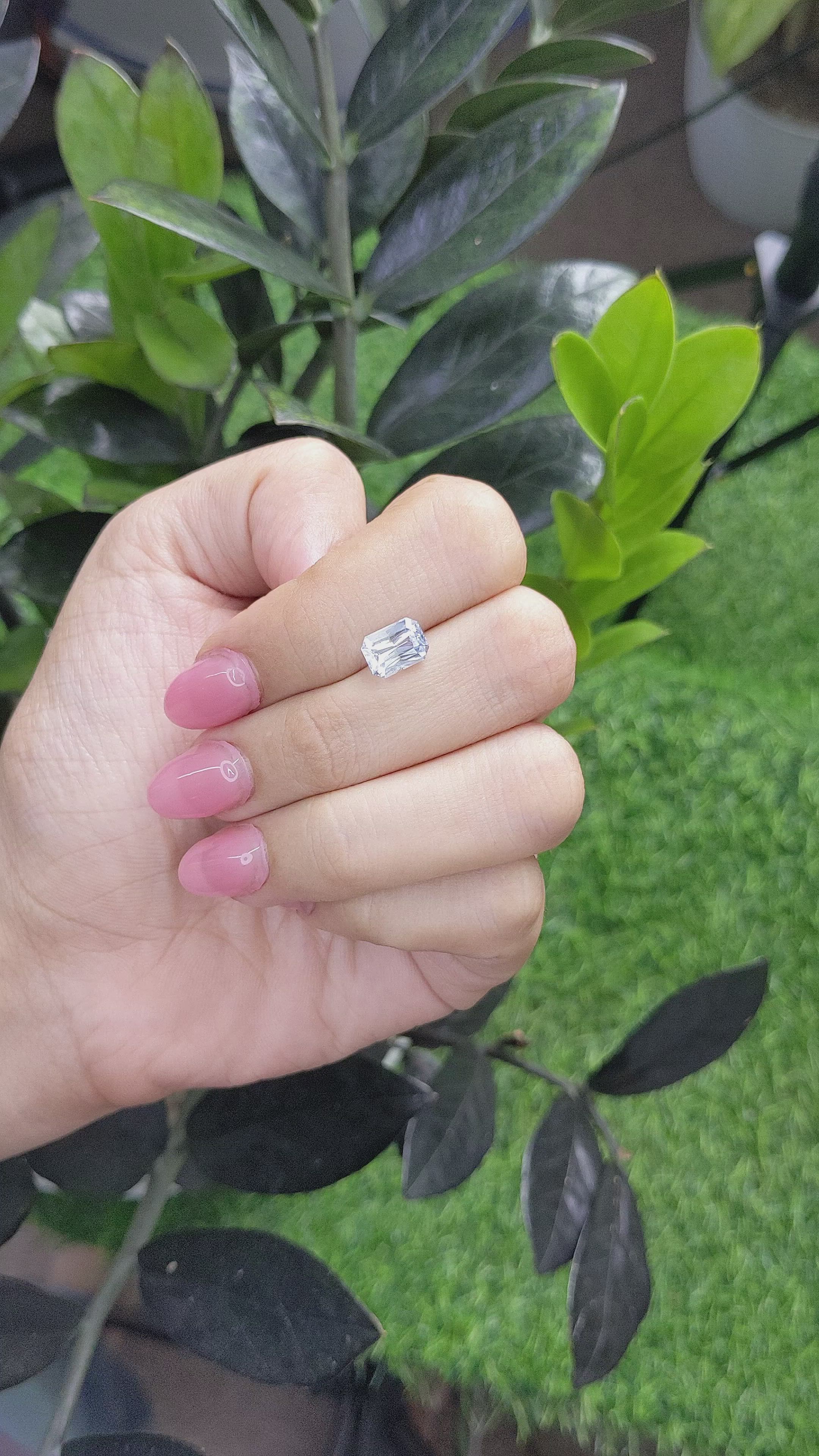 2.01 Ct. White Sapphire from Ceylon (Sri Lanka) Size Video