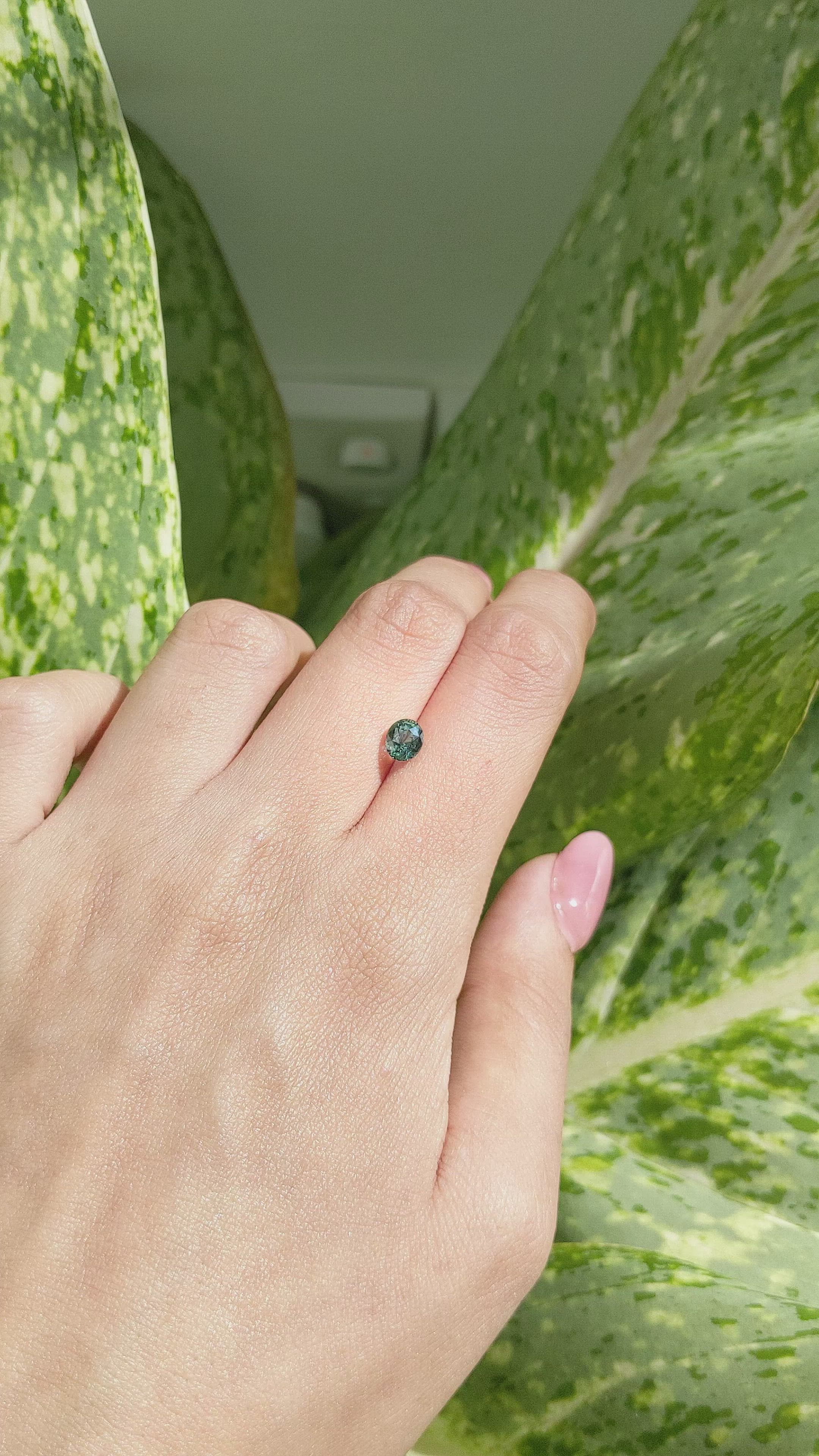 1.18 Ct. Bluish Green Sapphire from Madagascar Size Video