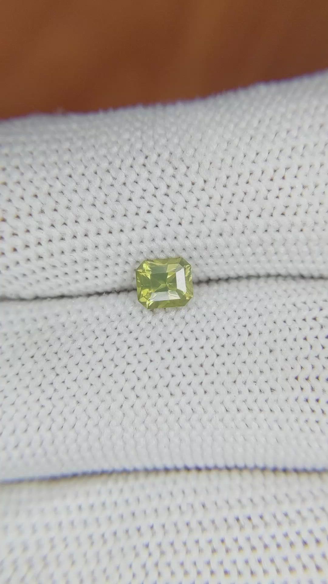 0.60 Ct. Yellowish Green Sapphire from Ceylon (Sri Lanka) Size Video