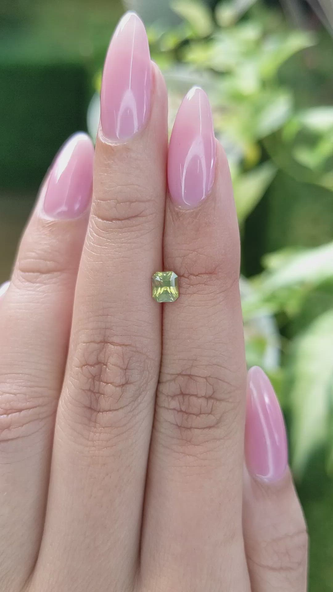 0.60 Ct. Yellowish Green Sapphire from Ceylon (Sri Lanka) Size Video
