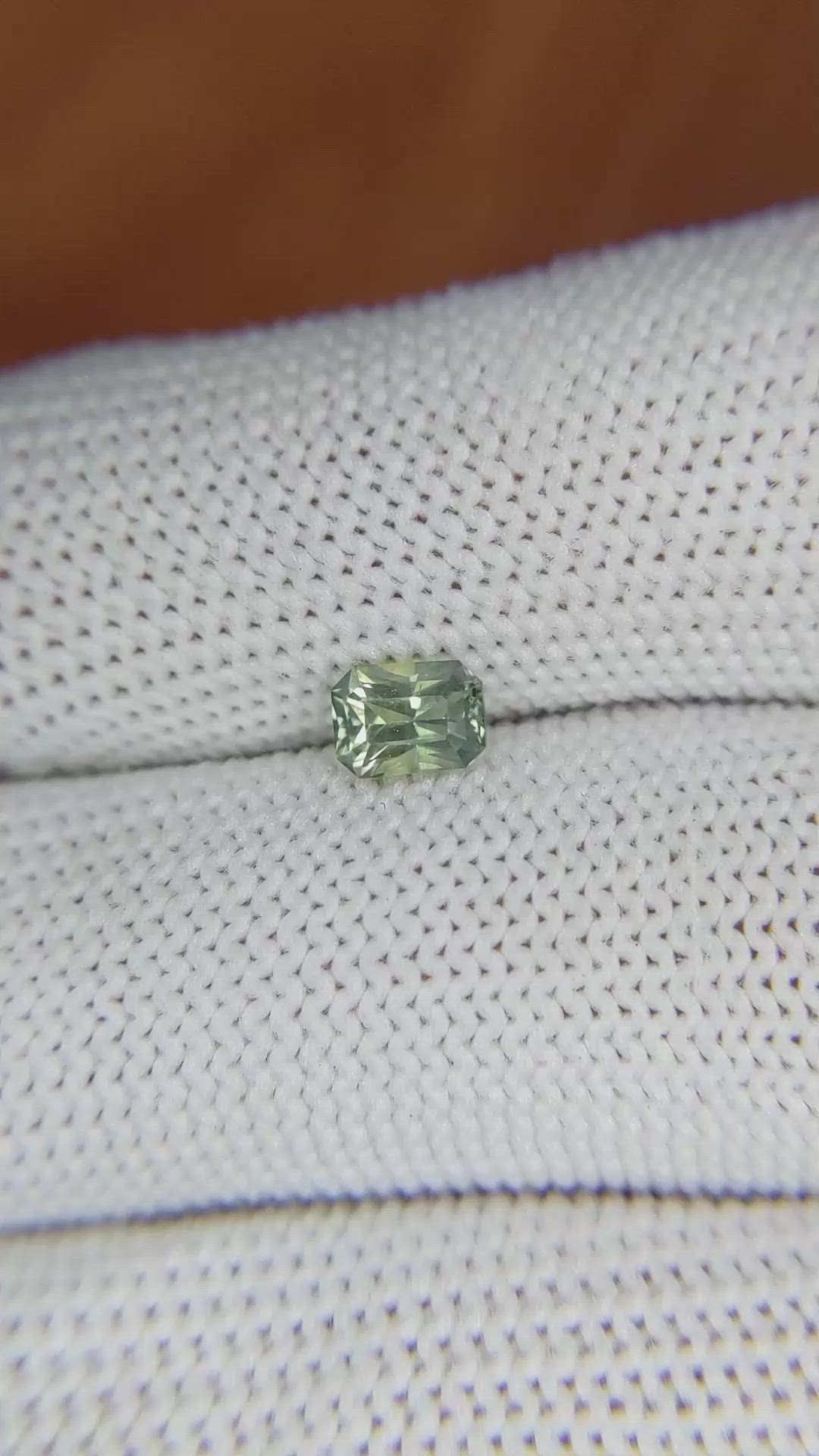 0.68 Ct. Yellowish Green Sapphire from Ceylon (Sri Lanka) Size Video