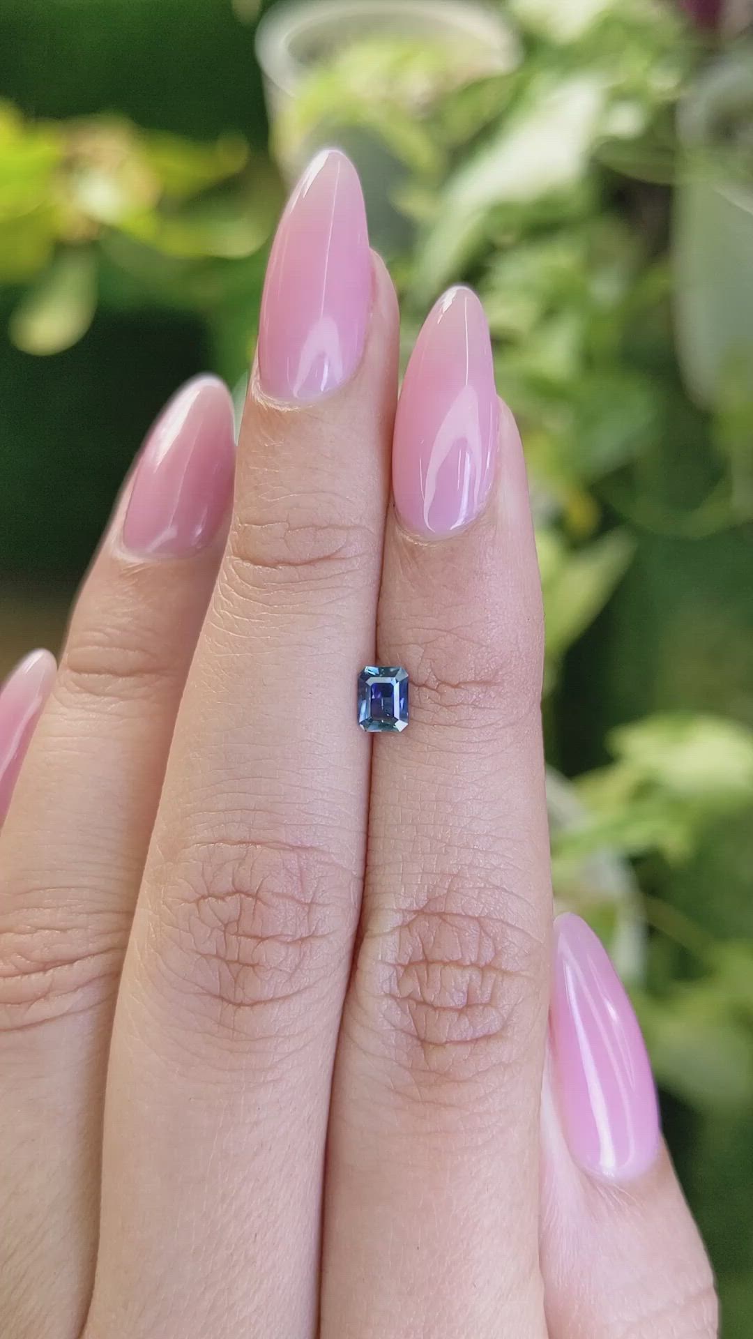 0.42 Ct. Greenish Blue Sapphire from Ceylon (Sri Lanka) Size Video