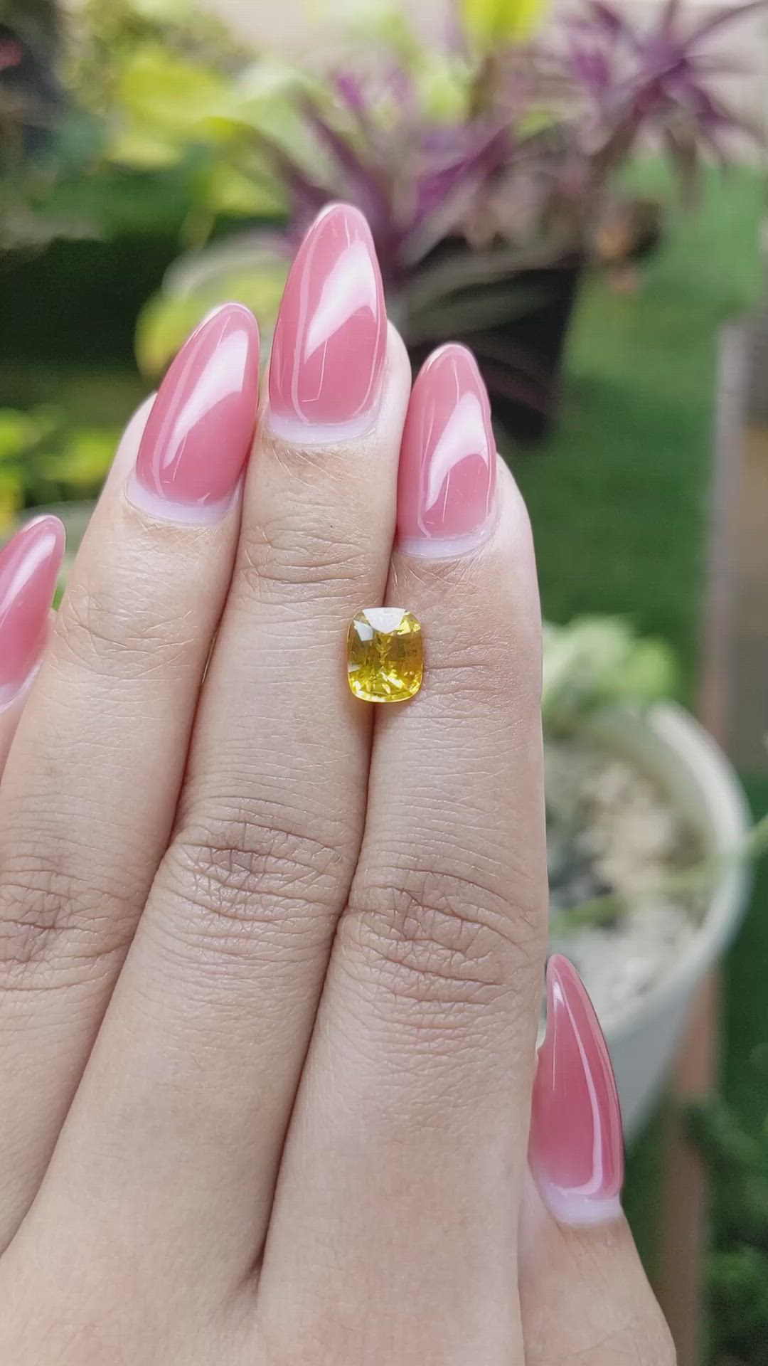 1.74 Ct. Orangish Yellow Sapphire from Ceylon (Sri Lanka) Size Video