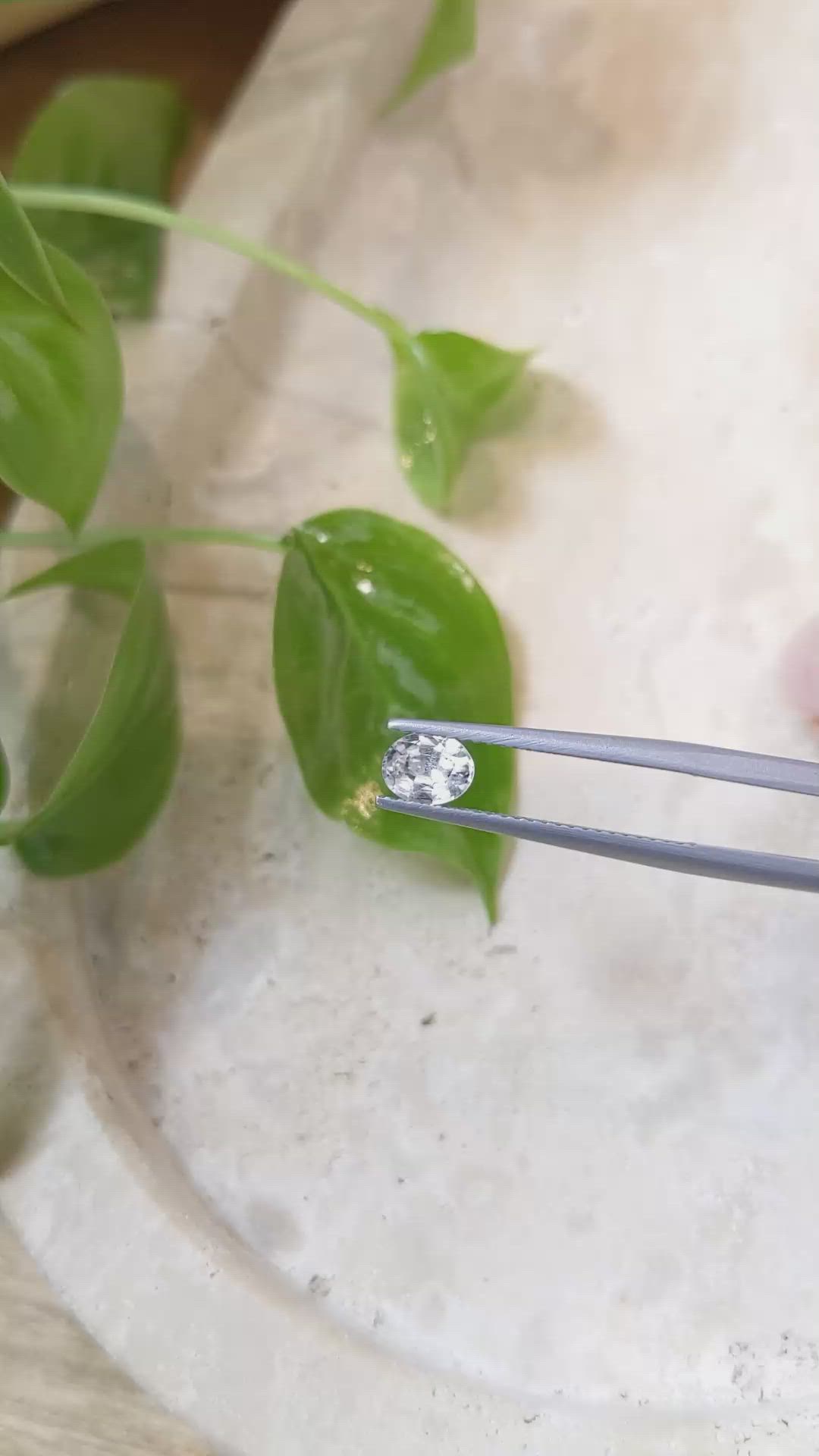 0.65 Ct. White Sapphire from Ceylon (Sri Lanka) Size Video