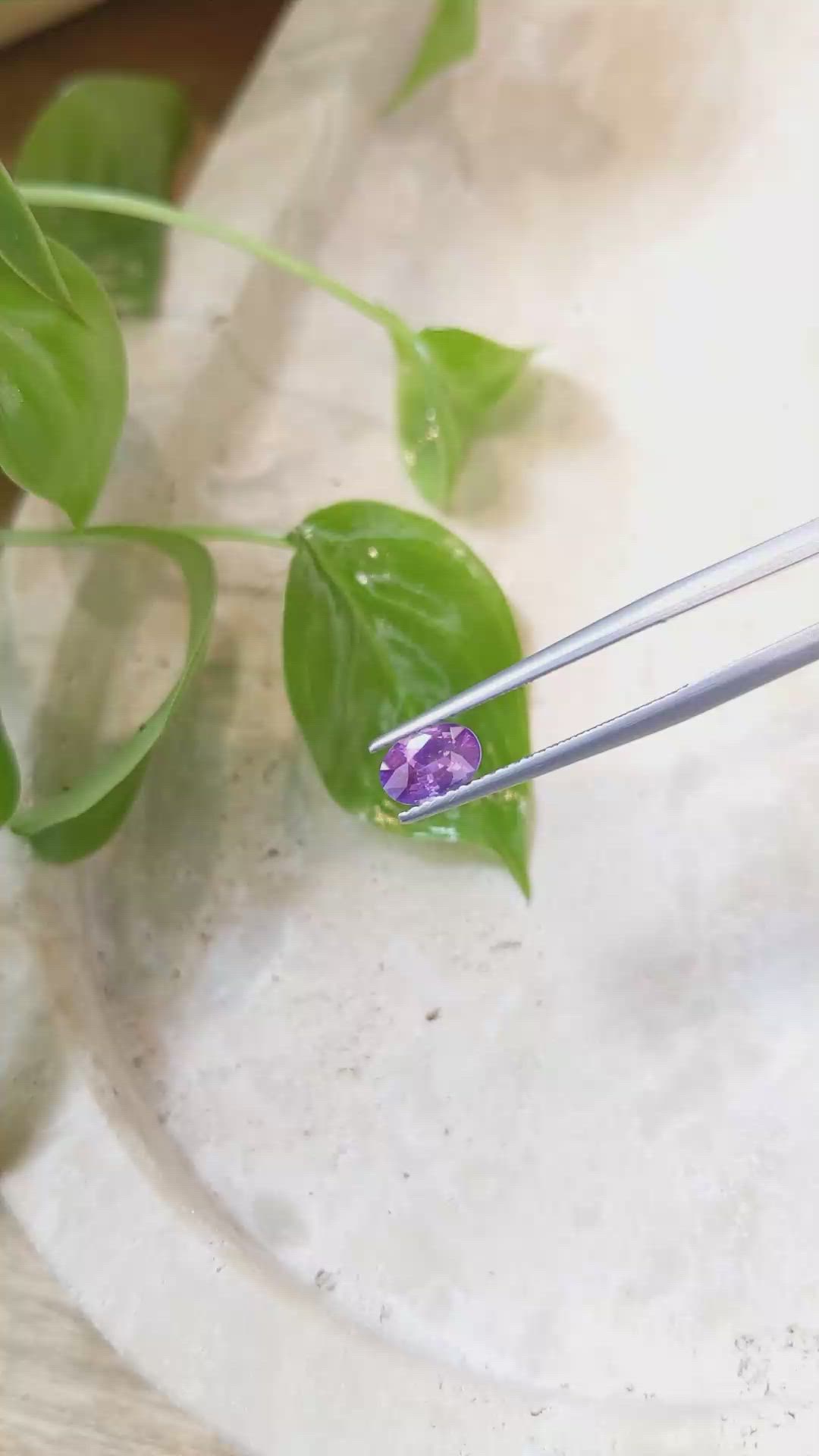 0.85 Ct. Pinkish Purple Sapphire from Ceylon (Sri Lanka) Size Video
