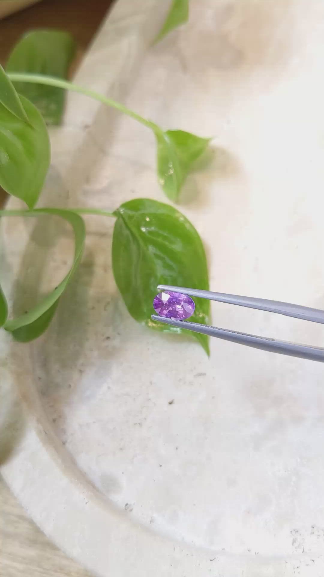 0.85 Ct. Pinkish Purple Sapphire from Ceylon (Sri Lanka) Size Video