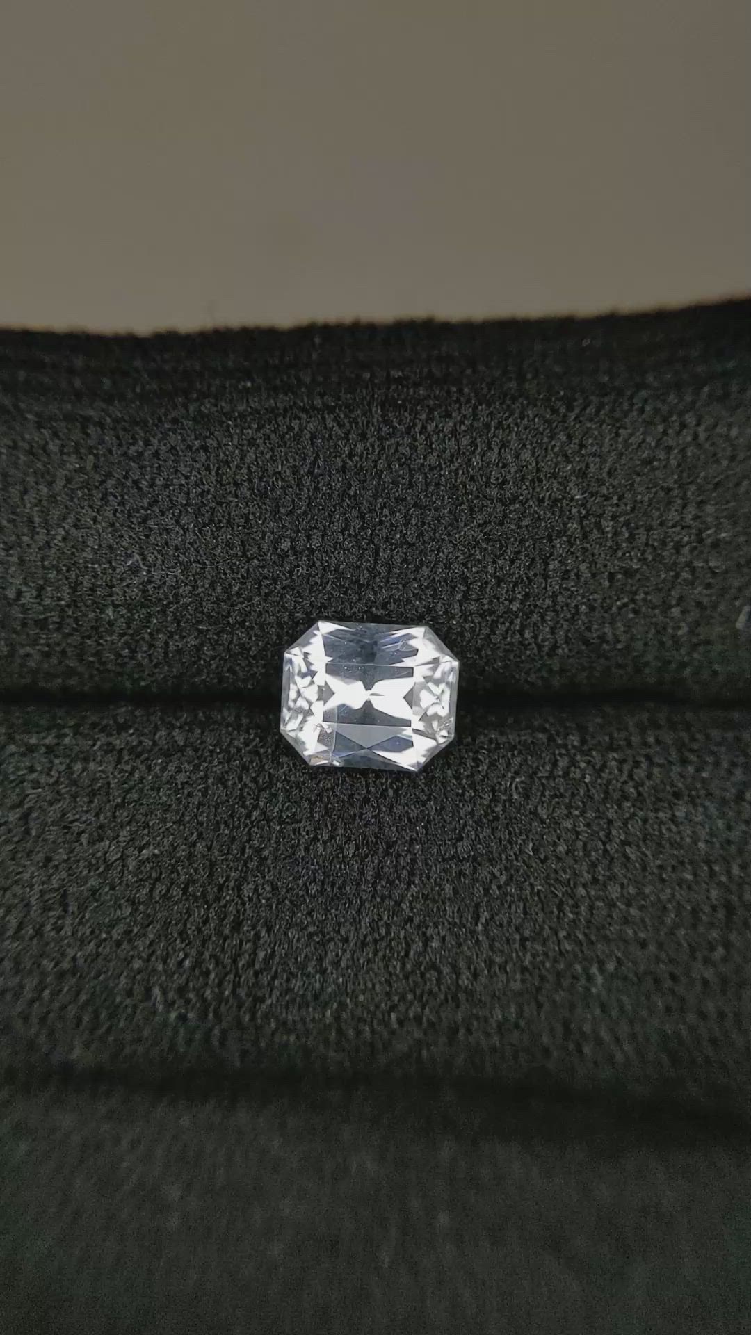 1.25 Ct. White Sapphire from Ceylon (Sri Lanka) Size Video