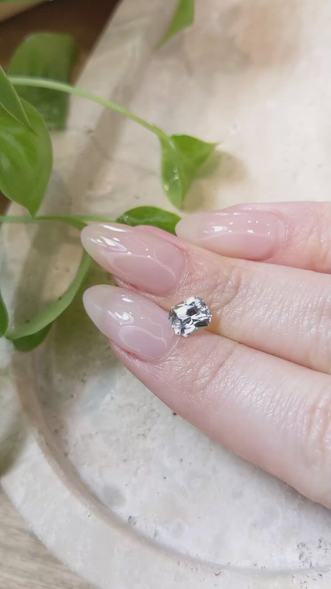 1.25 Ct. White Sapphire from Ceylon (Sri Lanka) Size Video