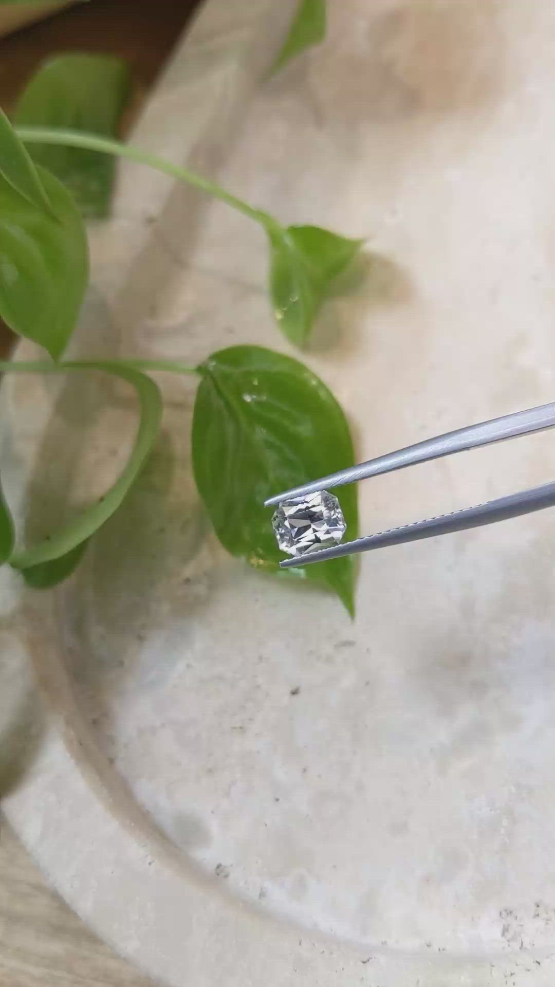 1.25 Ct. White Sapphire from Ceylon (Sri Lanka) Size Video