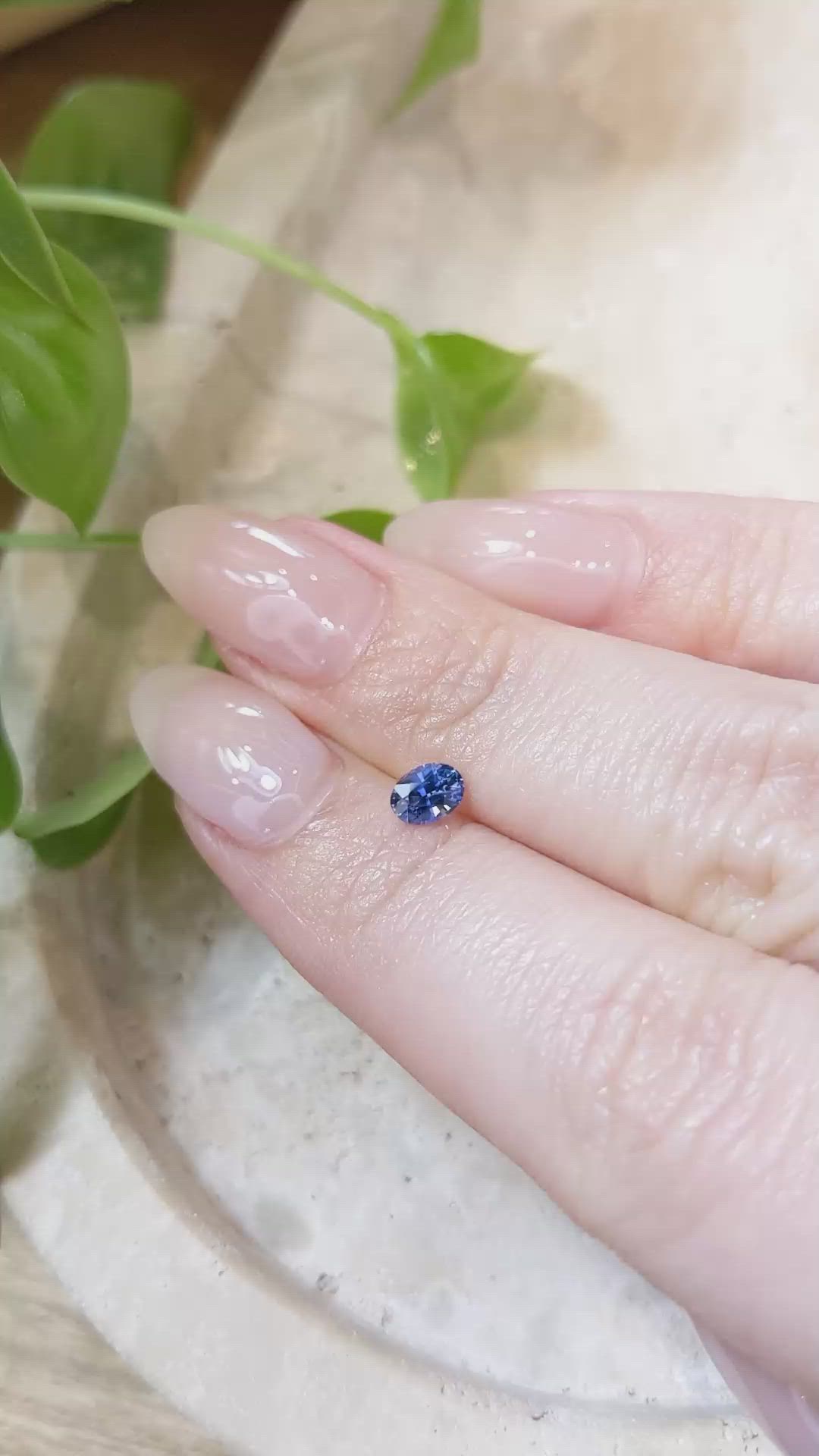 0.42 Ct. Purplish Blue Sapphire from Ceylon (Sri Lanka) Size Video