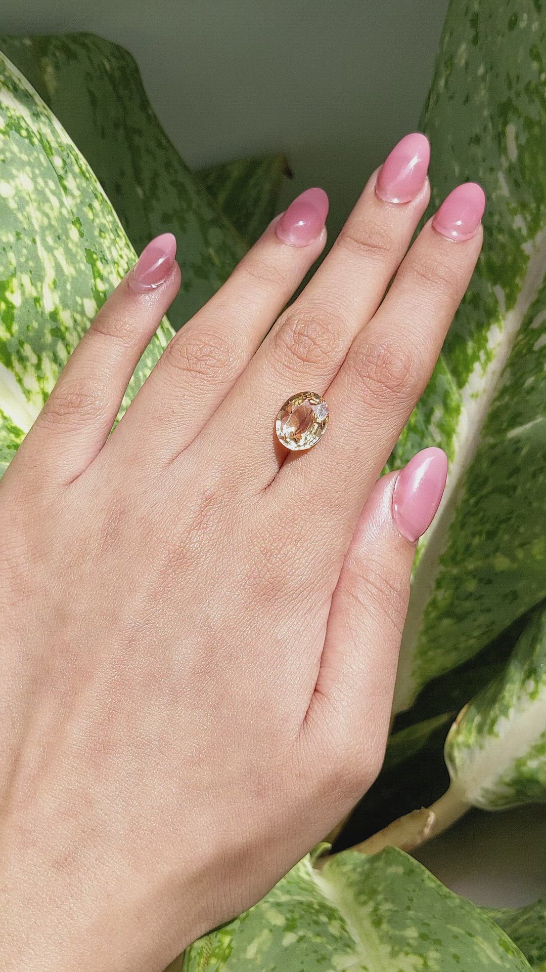6.16 Ct. Peach Sapphire from Ceylon (Sri Lanka) Size Video