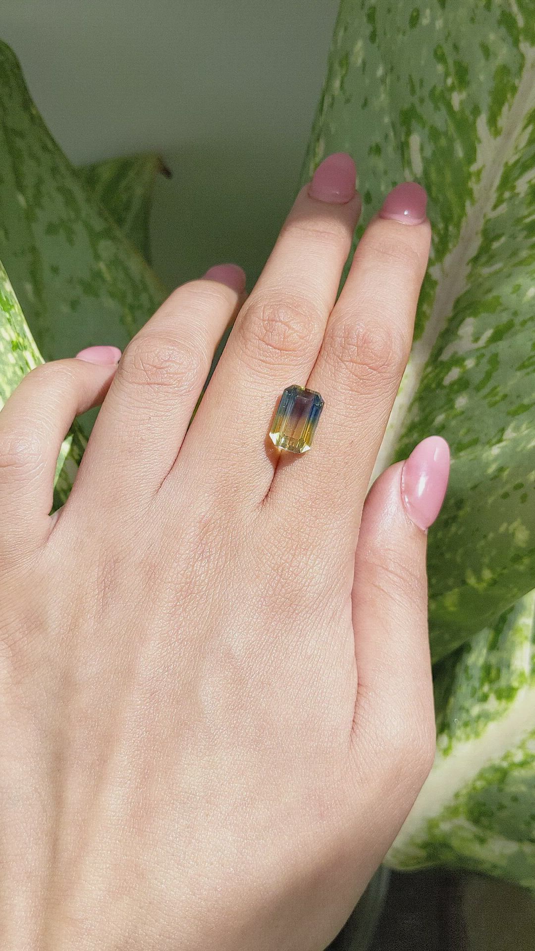 8.60 Ct. Bi Color Sapphire from Ceylon (Sri Lanka) Size Video