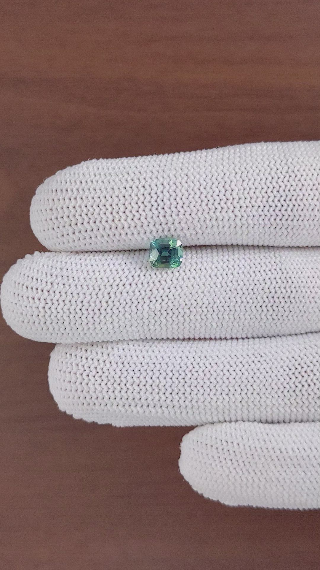 1.27 Ct. Bluish Green Sapphire from Madagascar Size Video