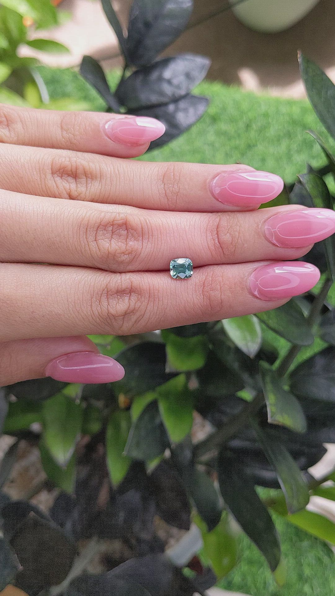 1.27 Ct. Bluish Green Sapphire from Madagascar Size Video